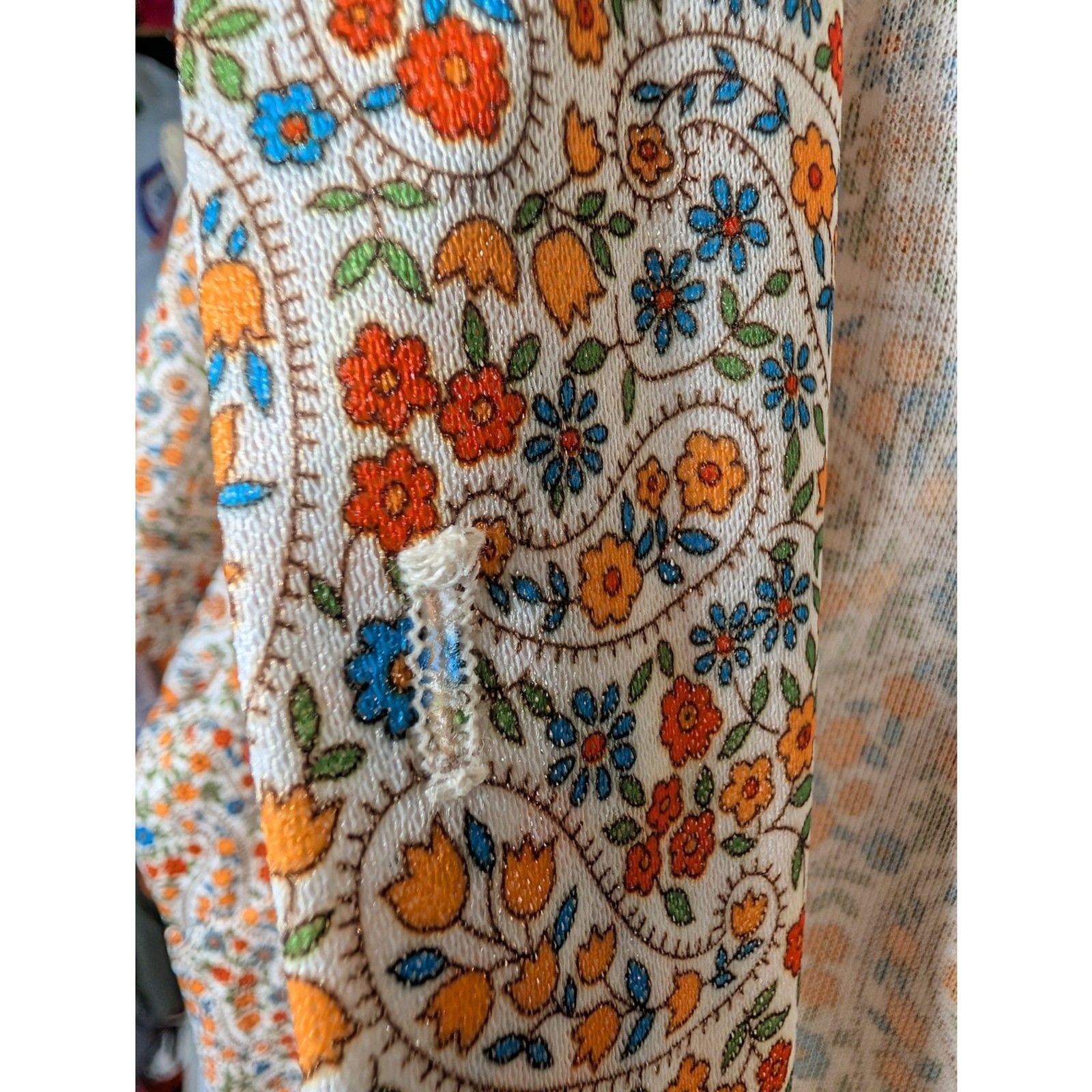 Vintage 70s Handmade Paisley Floral Shirt Short Sleeve Button Up Retro Boho