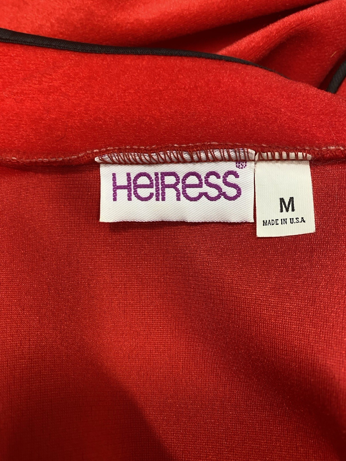 Vintage Women’s Robe SIZE MEDIUM red black velour HEIRESS 70s 80s long high neck