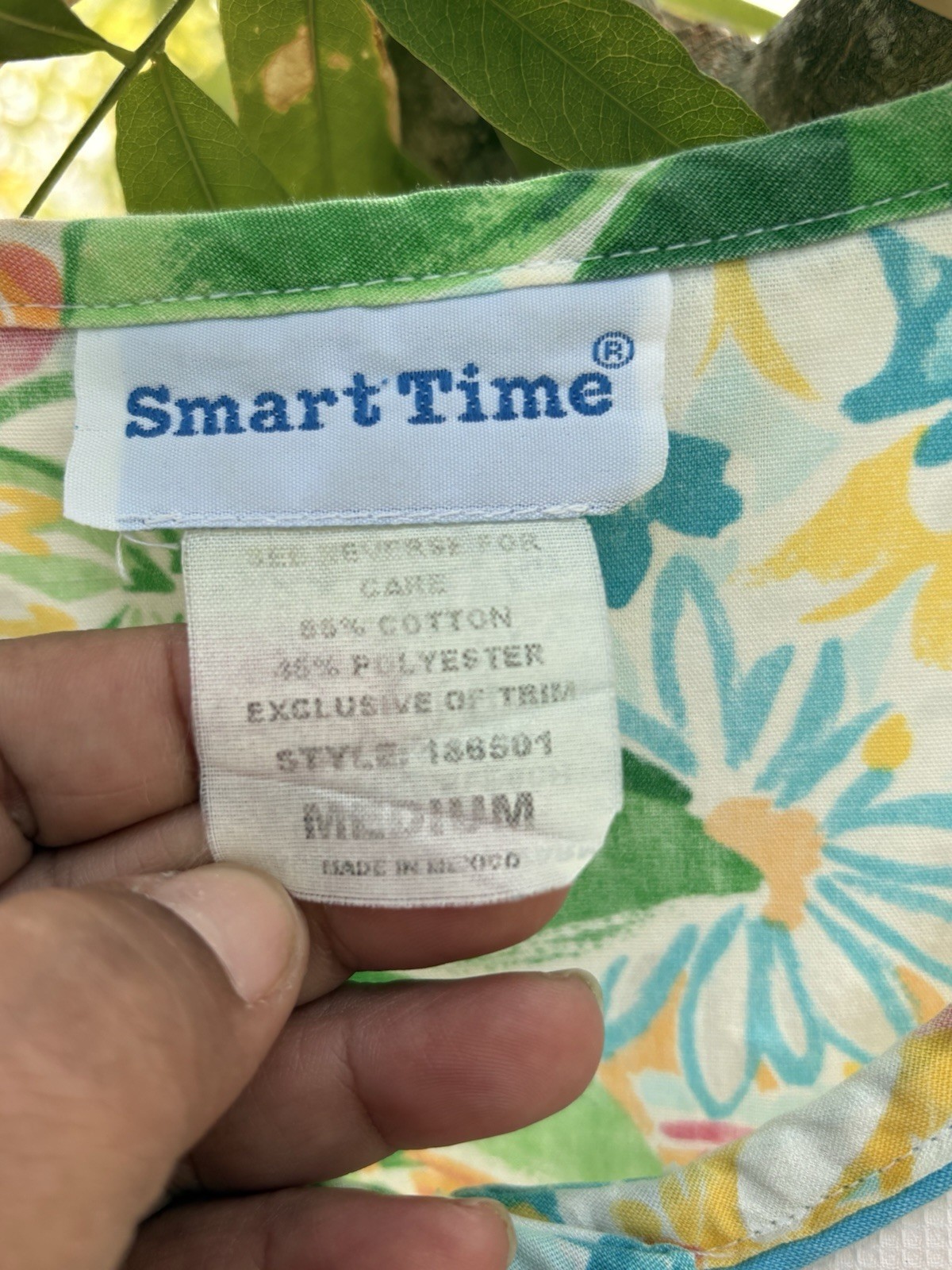 Smart Time Vtg House Free Fruit And Floral Bold Print Medium