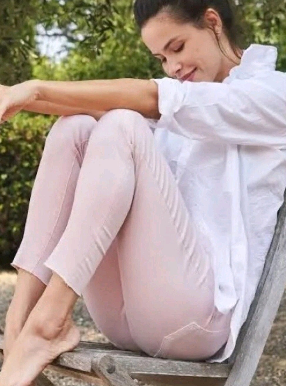 Frank & Eileen Sligo Vintage Rose Pink Raw Hem Jeans Womens 28 Straight Stretch