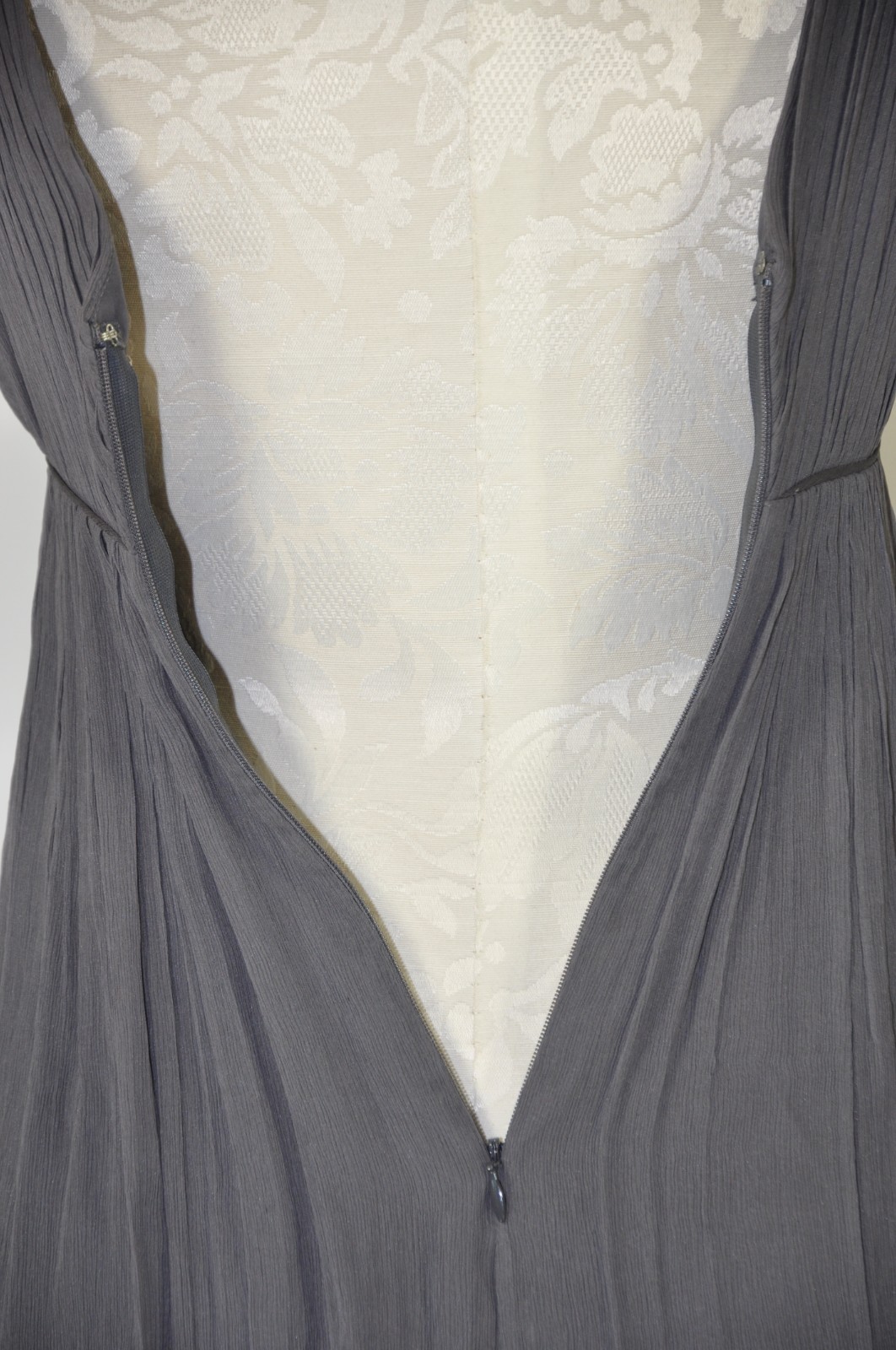 Y2K Vintage J Crew Gray Silk Pleated Empire Waist Cocktail Party Dress Women 0