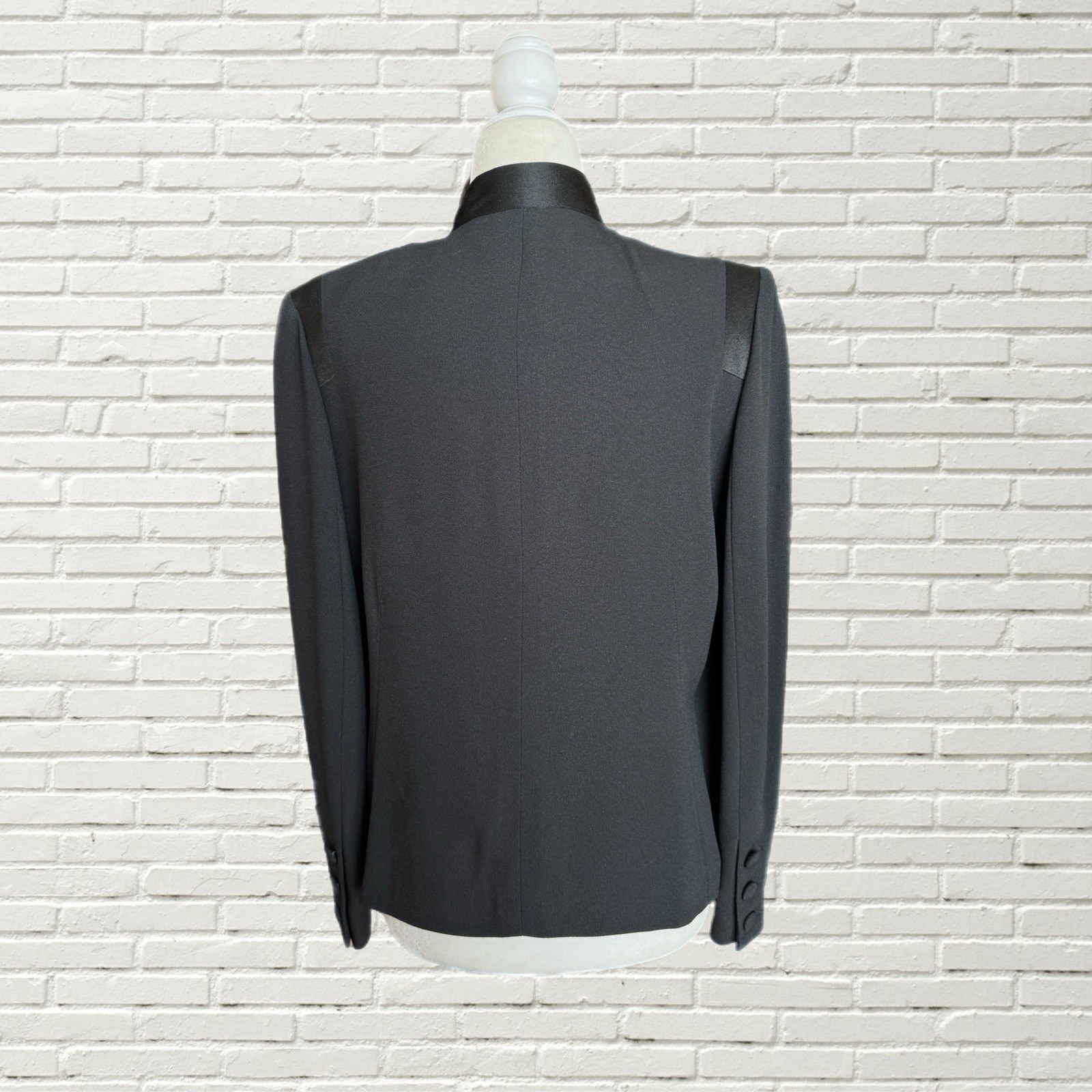 Vintage 90s Sonia Rykiel Blazer Jacket – Black Satin Tuxedo Size S
