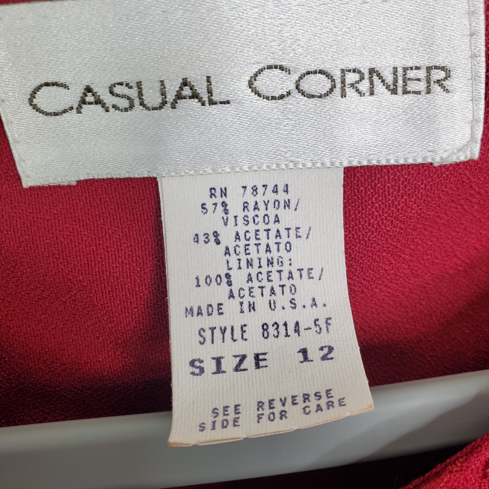 Casual Corner Vintage Overcoat Womens 12 Longline Red Retro Covered Buttons