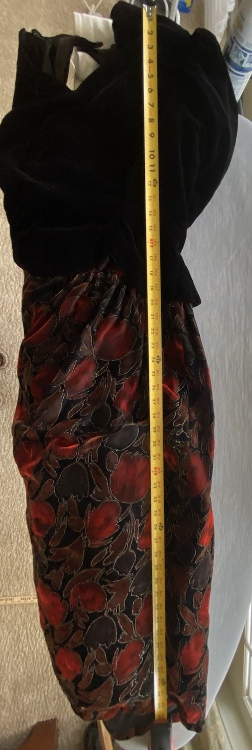 VTG Jessica McClintock 8 (see Measurements) Velvet Dress Black/Red Renaissance