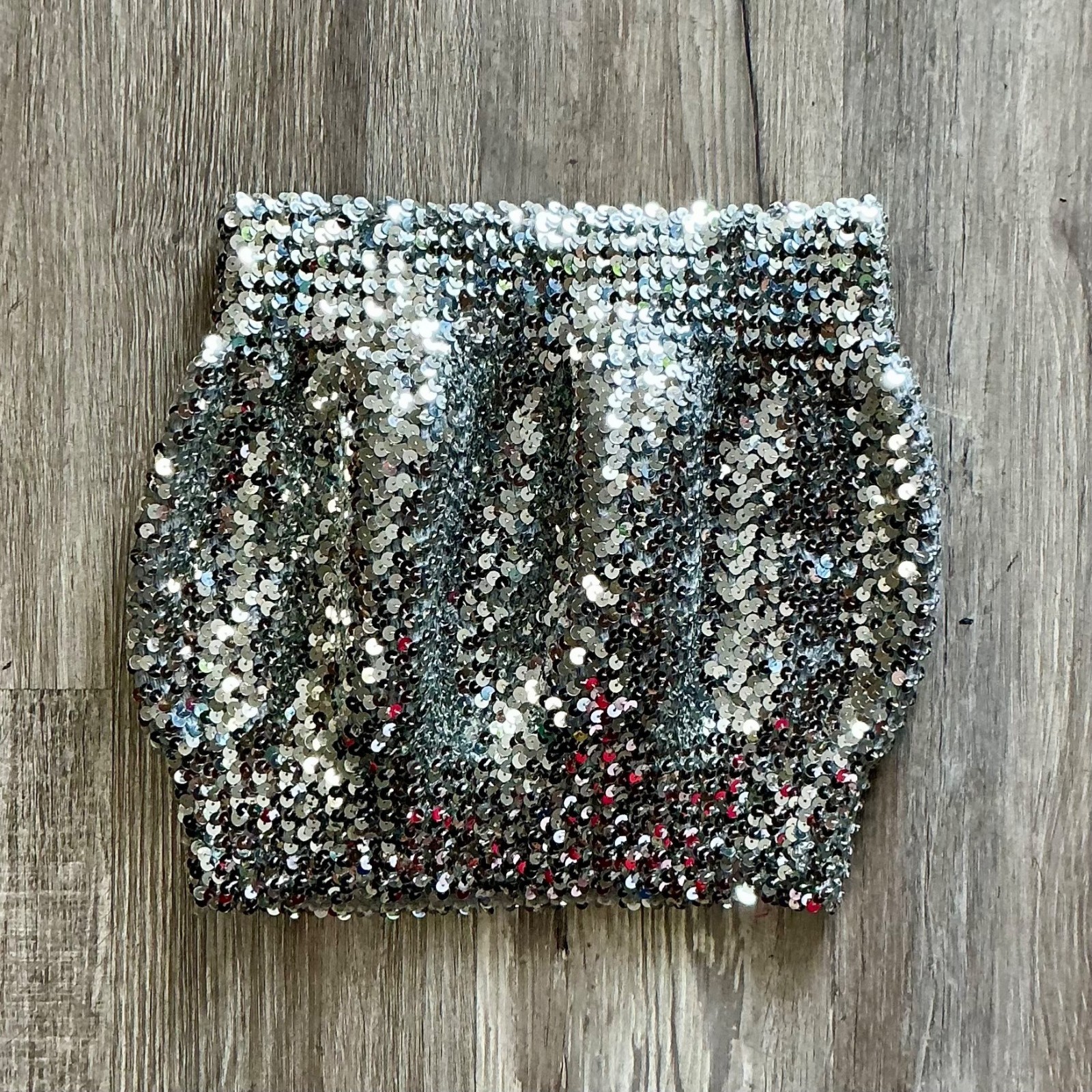 Vintage 1970s Disco Metallic Silver Sequin Tube Top