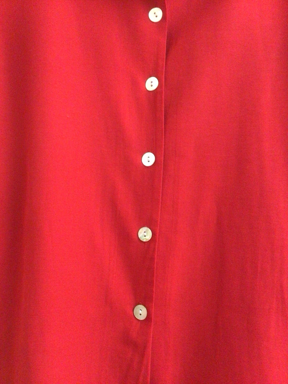 Womens Size M Red Blouse Pearl Buttons Chrysantheme Top Vintage PreOwned