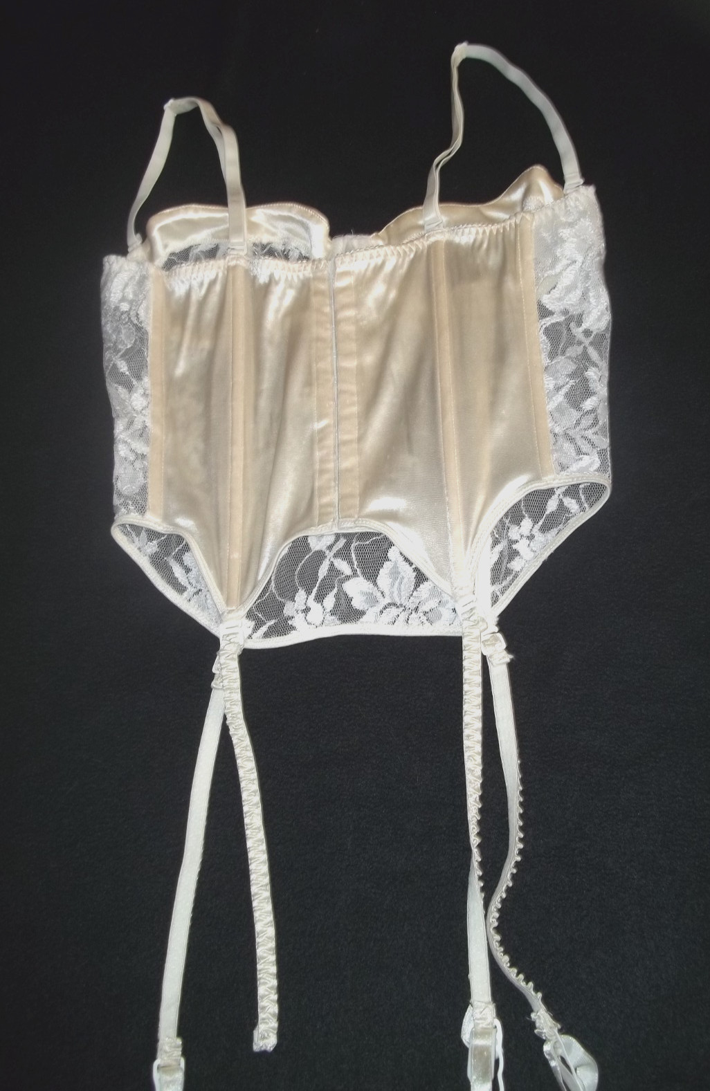 Victoria’s Secret 80s Gold Label Ivory Lace Corset Bustier Bra Top sz 36B