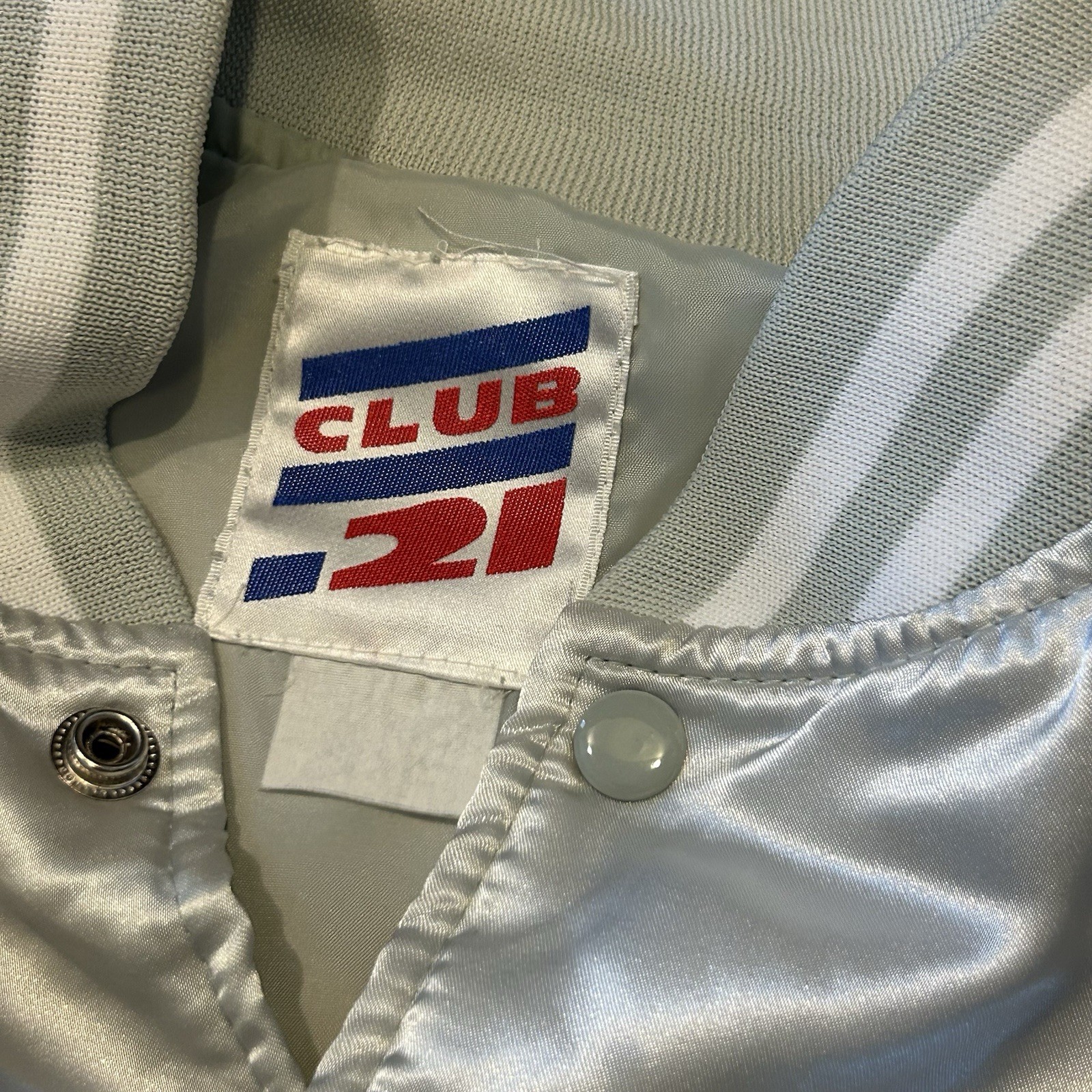 Vintage Club 21 Satin Jacket Silver Women’s Large Skating Ringer The Hop Tucson