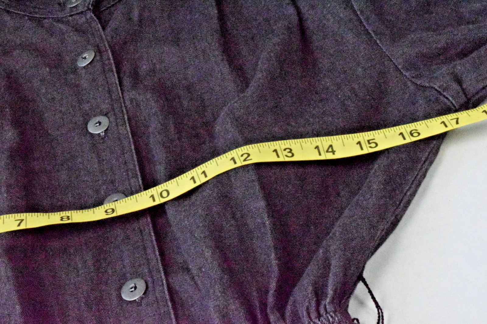 Vintage Jean Shirt Dress Choon California Sz S 80s Charcoal Denim Button Down