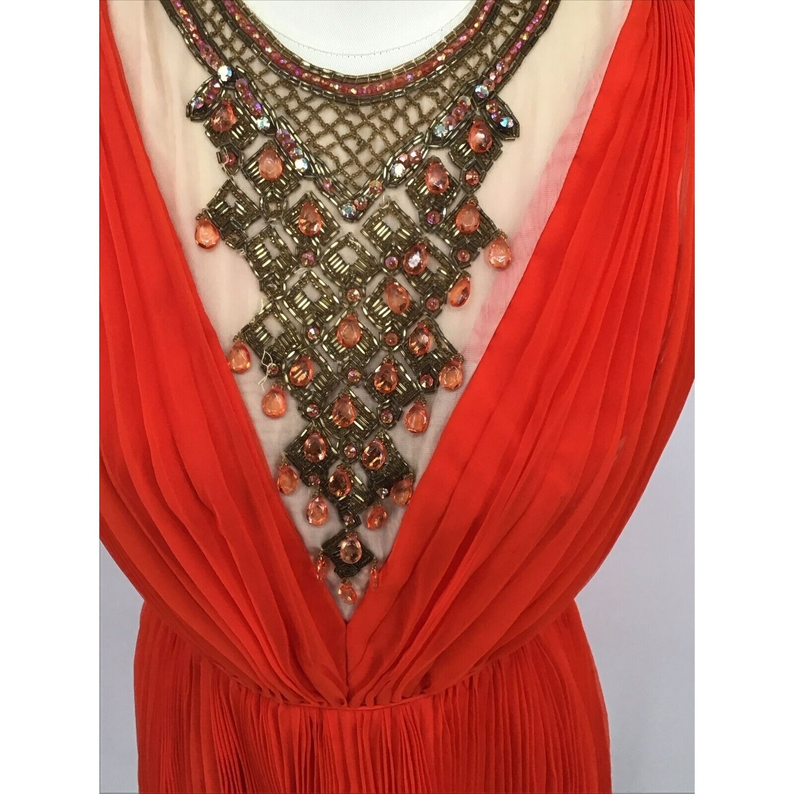 VTG 60s Jack Bryan California Silk Chiffon Orange Cocktail Dress #1004