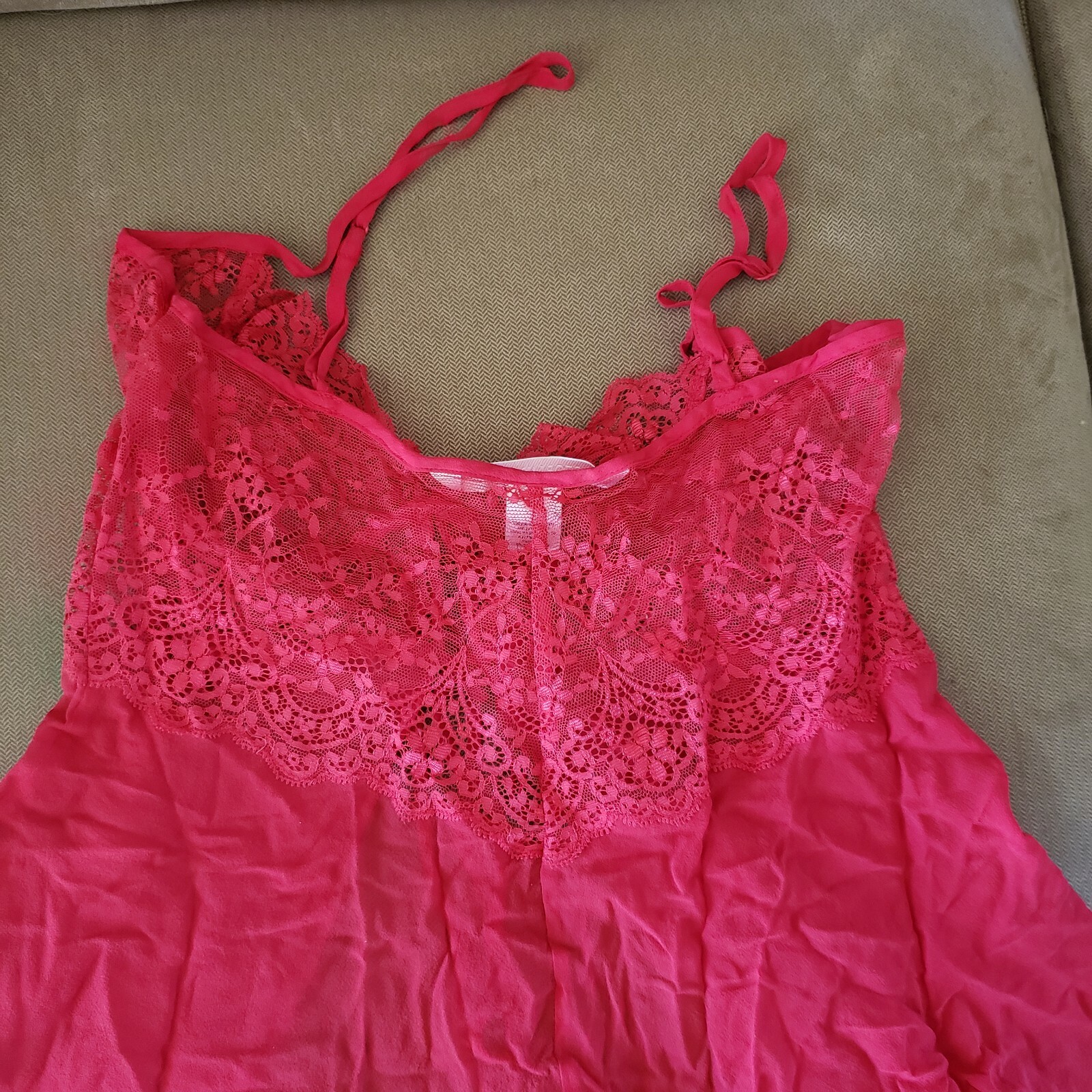 Victoria’s Secret Lingerie Red Sz S/M NWOT Silk & Lace Baby Doll Cami Panty Set