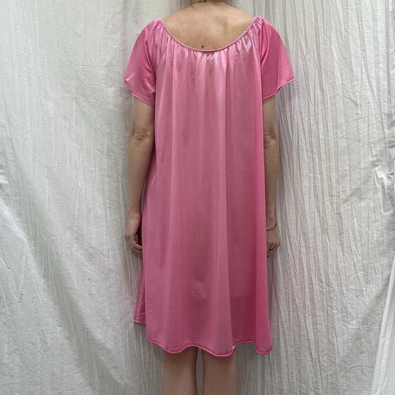 Pink Nightgown With White Embroidery Neckline Vintage 70s/80s Soft Moments Med
