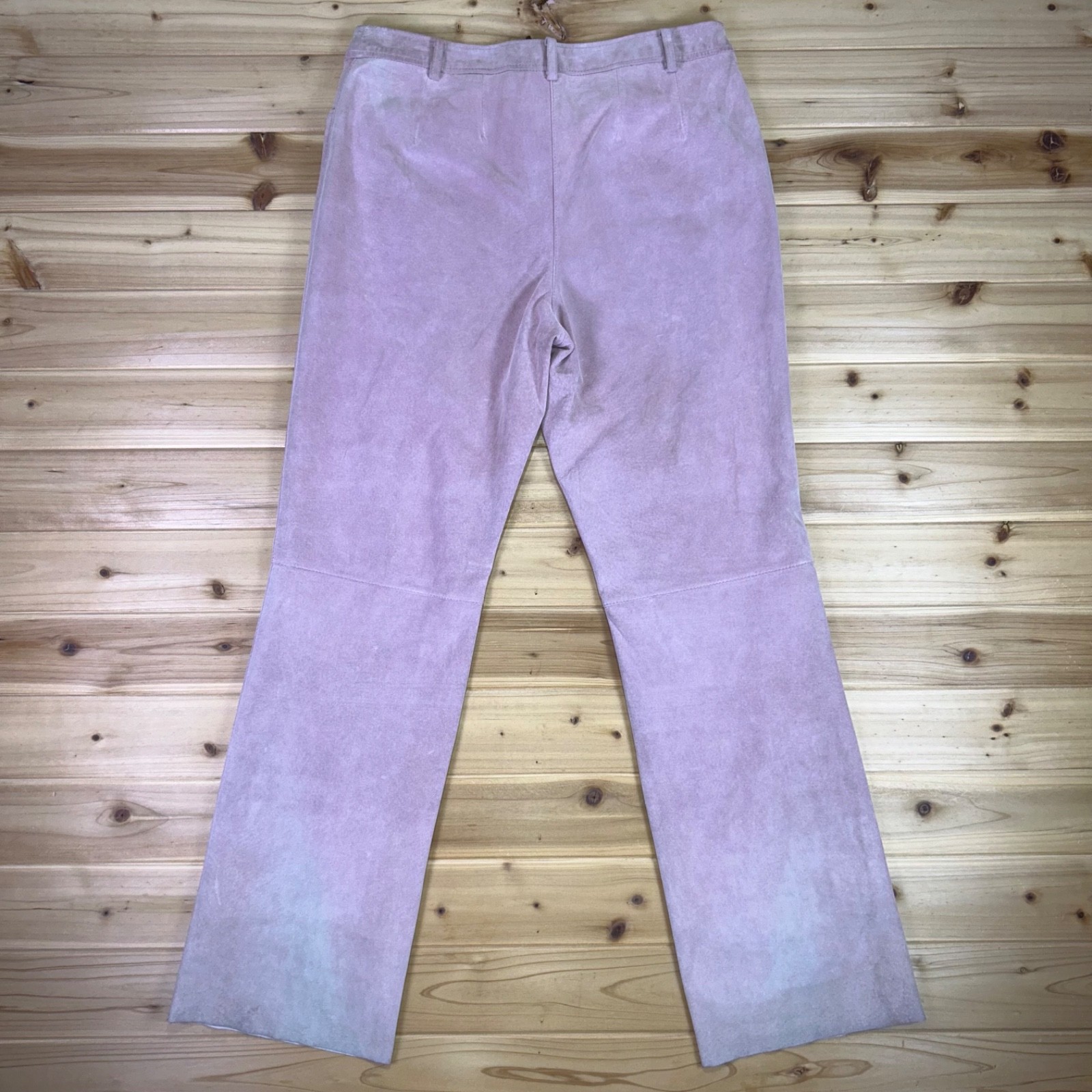 Vintage Bernardo Pants Women 12 Pink Suede Genuine Leather Polyester Lined Flare