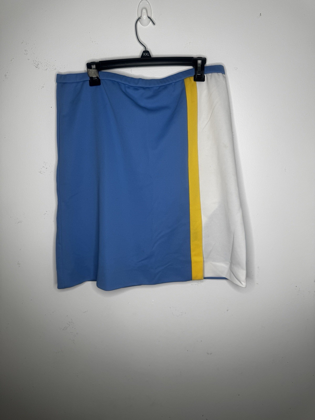 Vintage 1970s Haymaker Colorblock Skort Blue Yellow White Mod Made in USA W 36