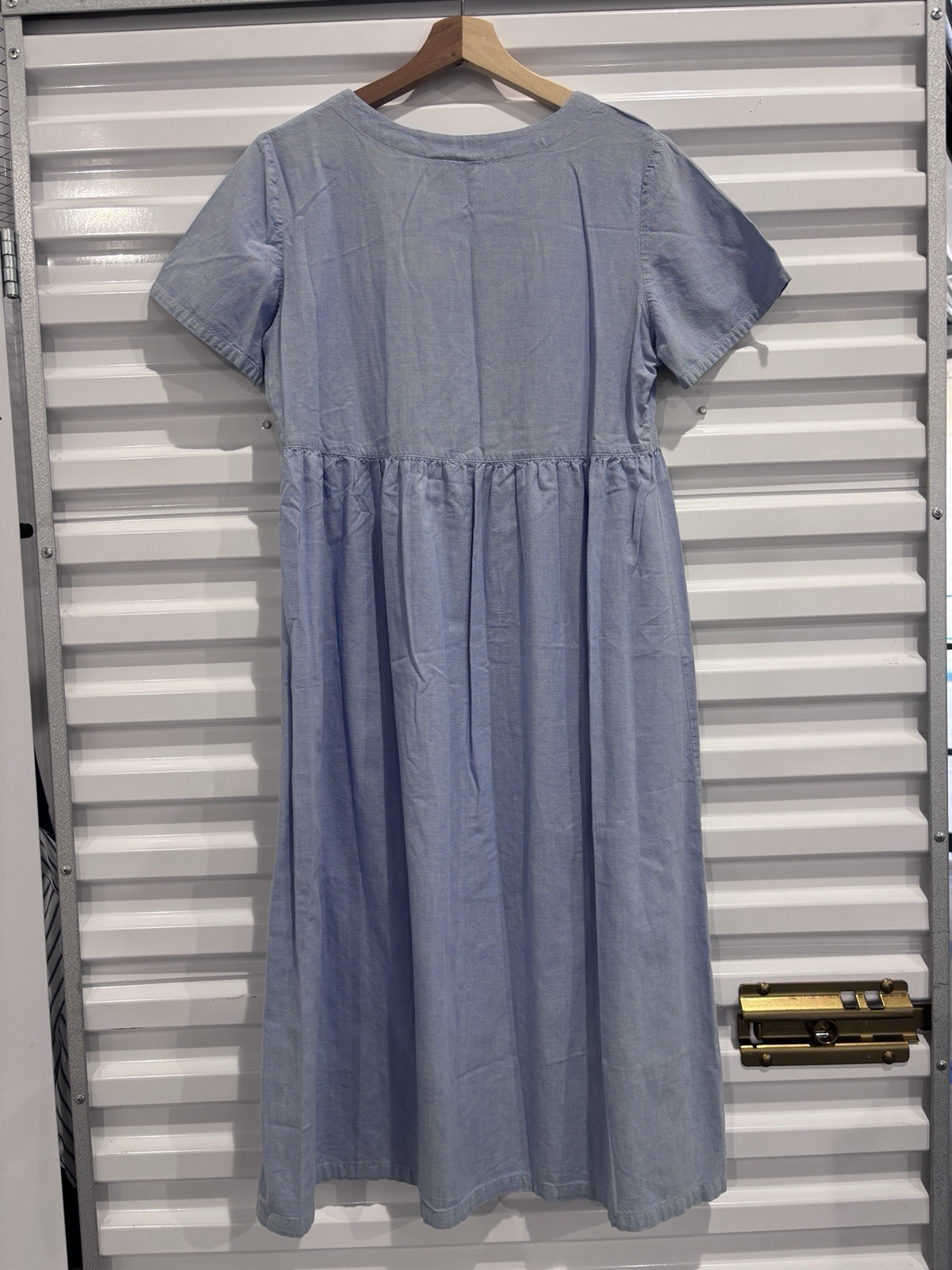 VTG 90s Amanda Stewart Chambray Floral Embroidered Dress Size S Cottage Core USA