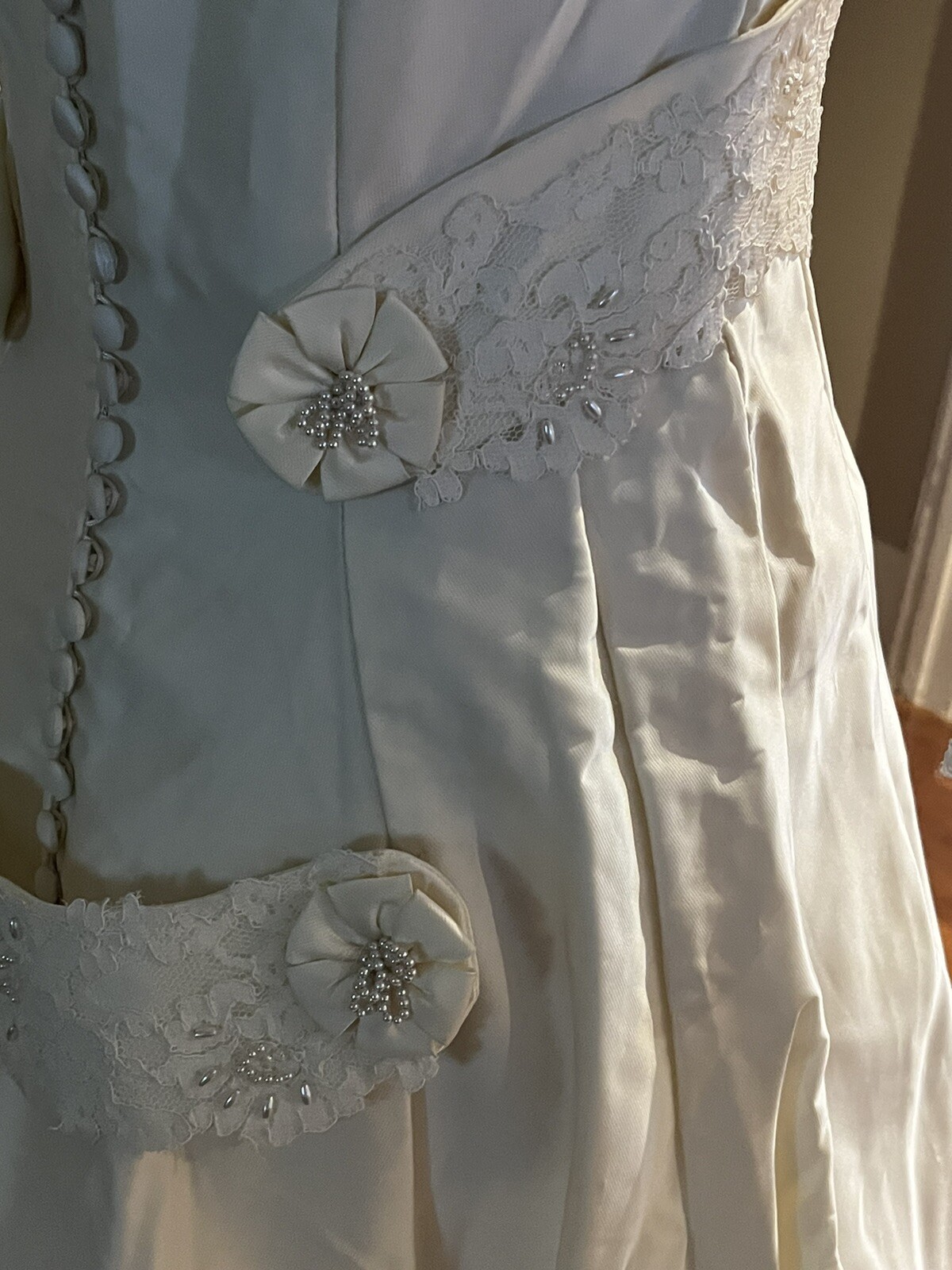 Vintage Alfred Angelo Edythe Vincent 1940-1950’s Taffeta And Lace Wedding Dress