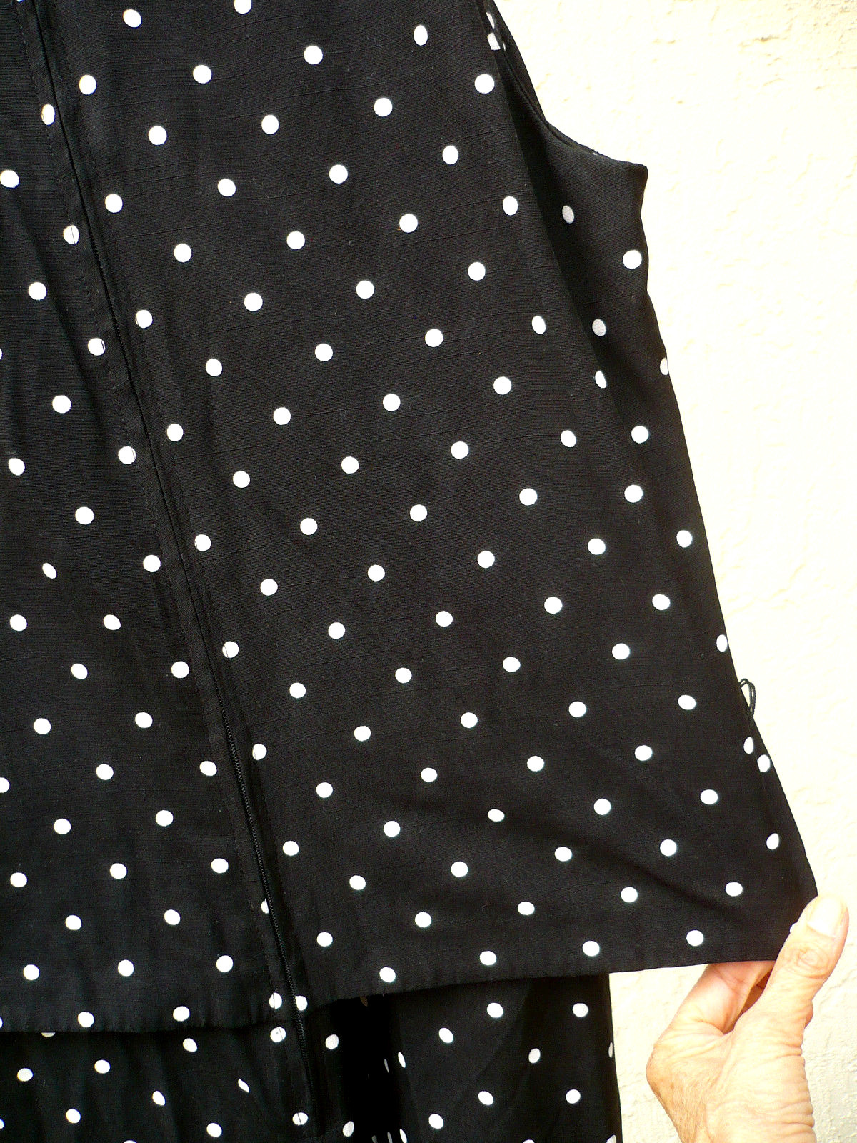 VTG DRESSBARN PETITE SIZE S M P BLACK OVERLAY POLKA DOTS SLEEVELESS DRESS WOMEN