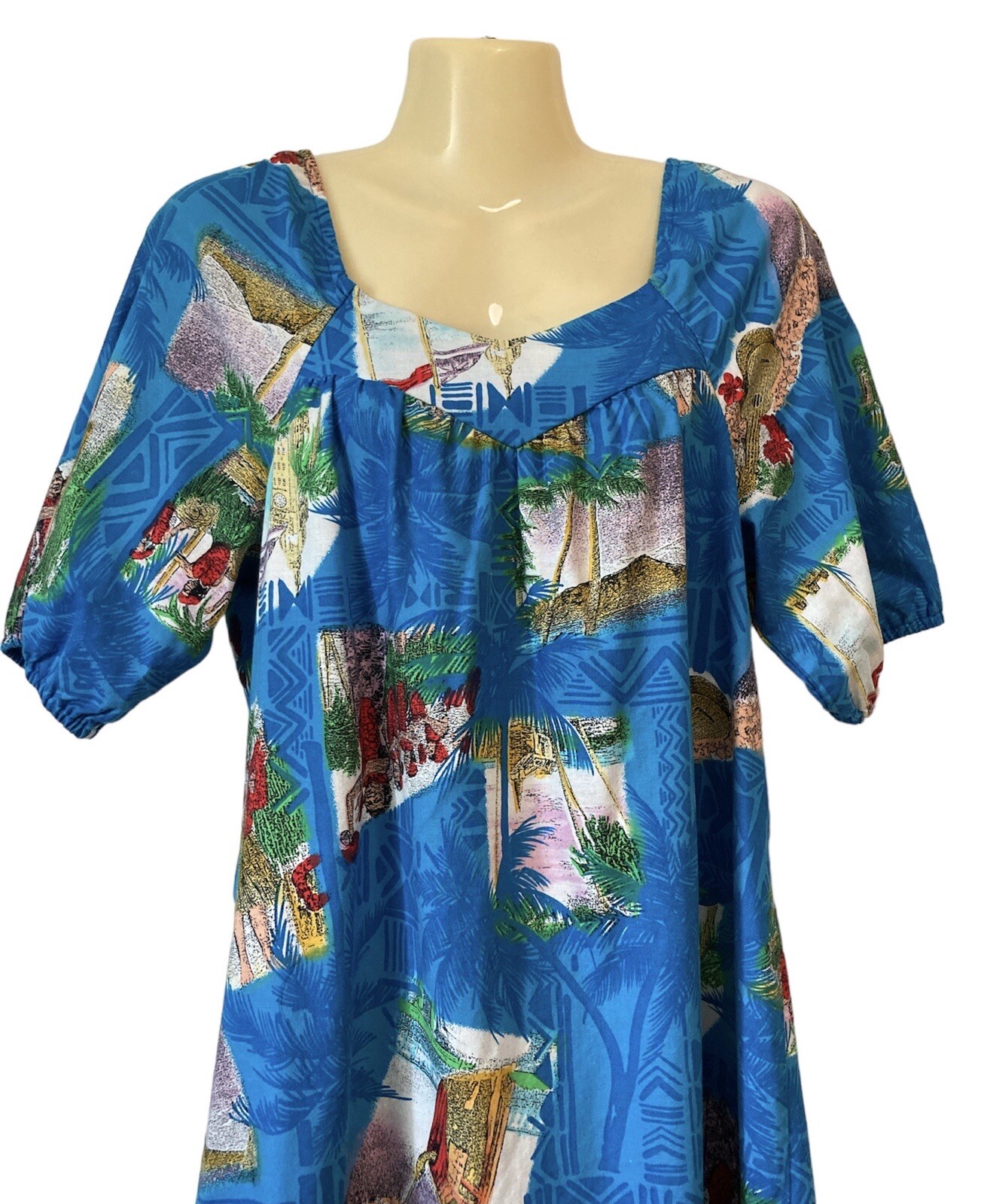 Hilo Hattie Hawaii MuMu Dress Vintage Beach Luau Native Hawaiian Print Small