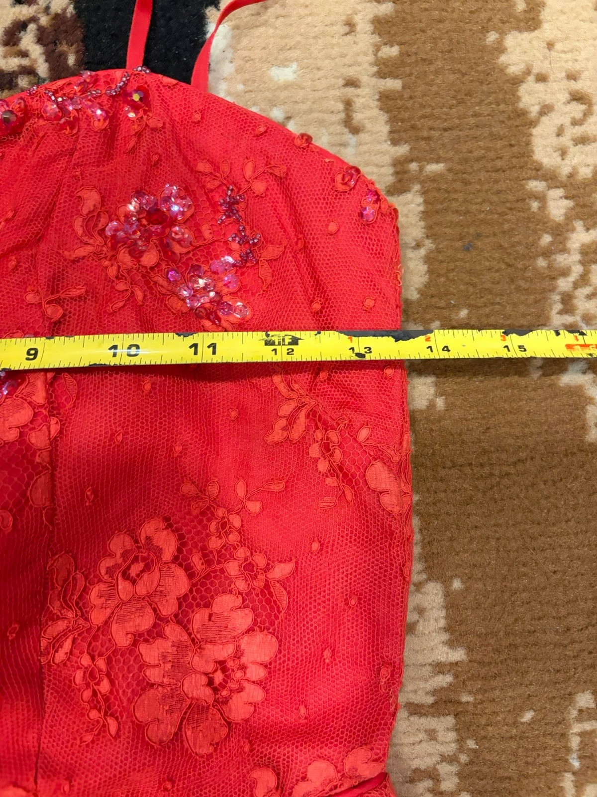 Vintage Mid century 1960s Red Sequin Ball Gown Size S Dress Prom 60s Rafaela USA