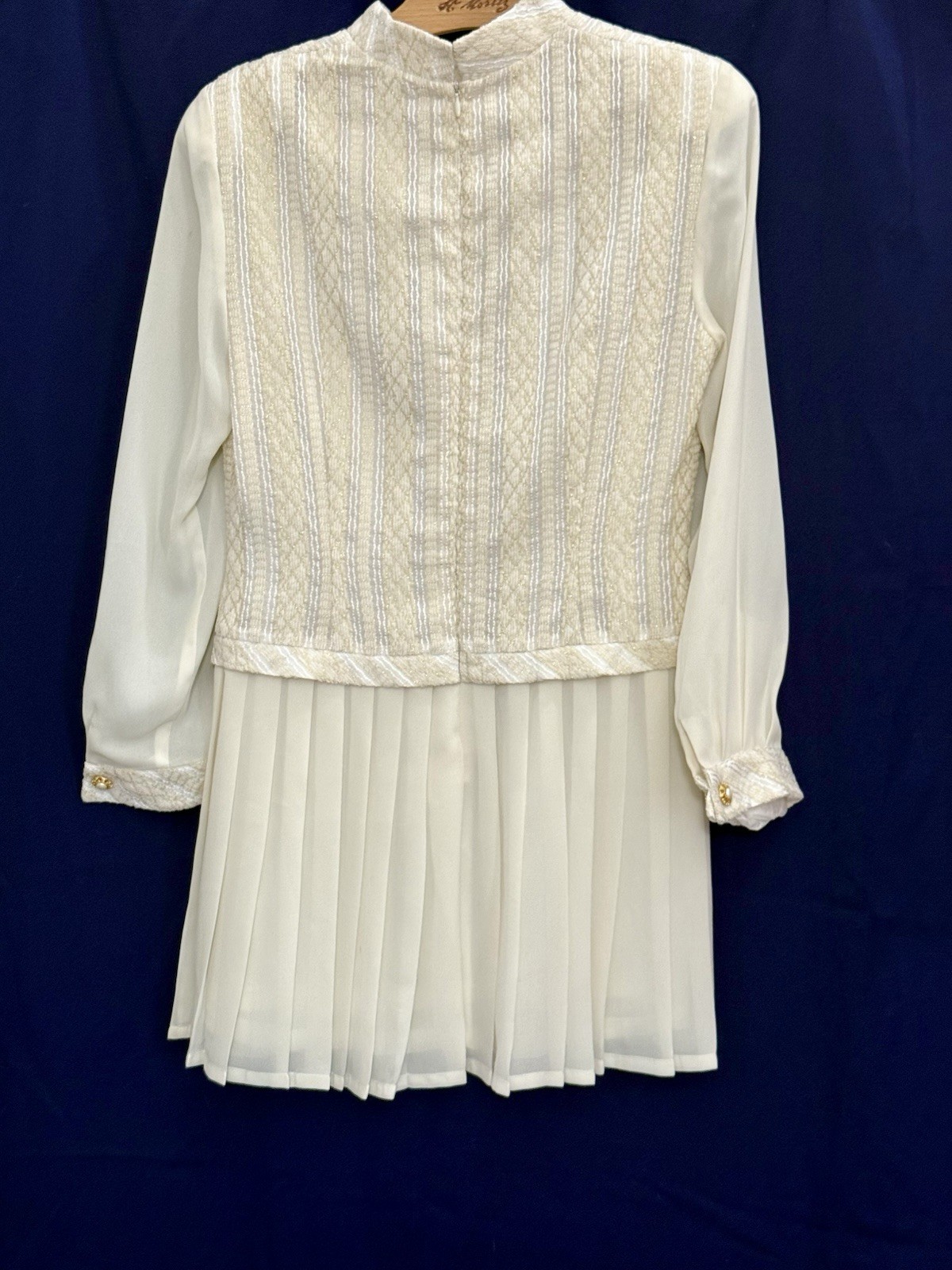 NWOT VTG 90s Clara Yoon Original Korea Designer Dress Quiet Luxury Gold Ivory M