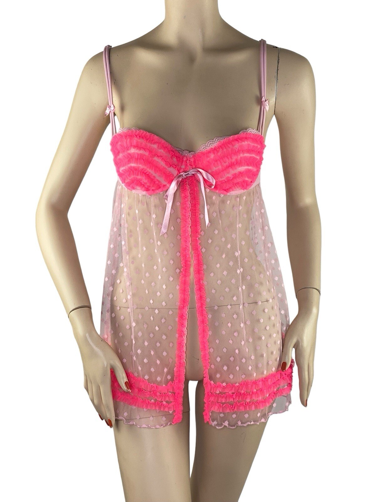 Victoria’s Secret Sexy Little Things Pink Y2K Babydoll Push Up Bra Nighty 36B