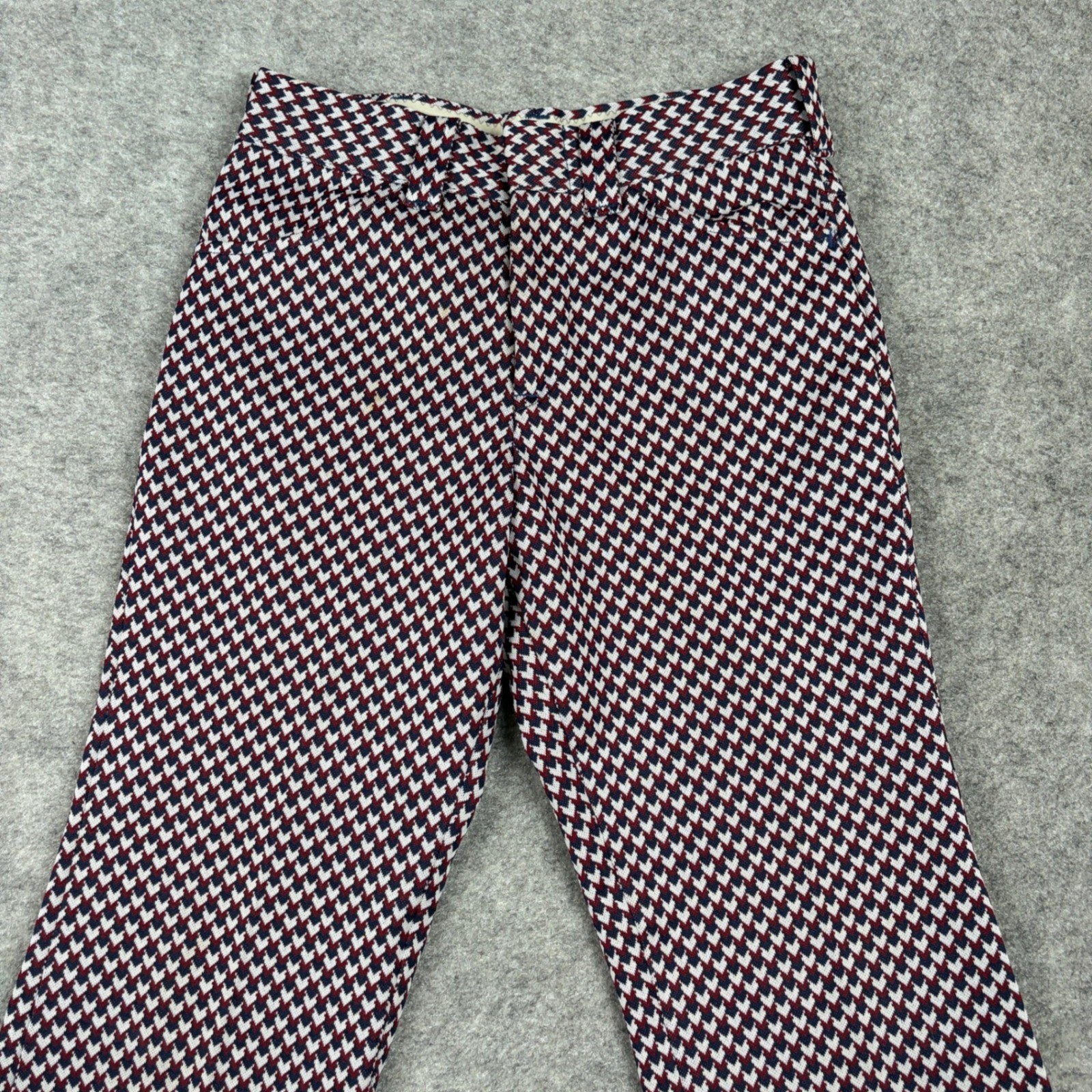 Montgomery Ward Pants Womens 24 Vintage 70s Geometric Flare Leg Red Blue White