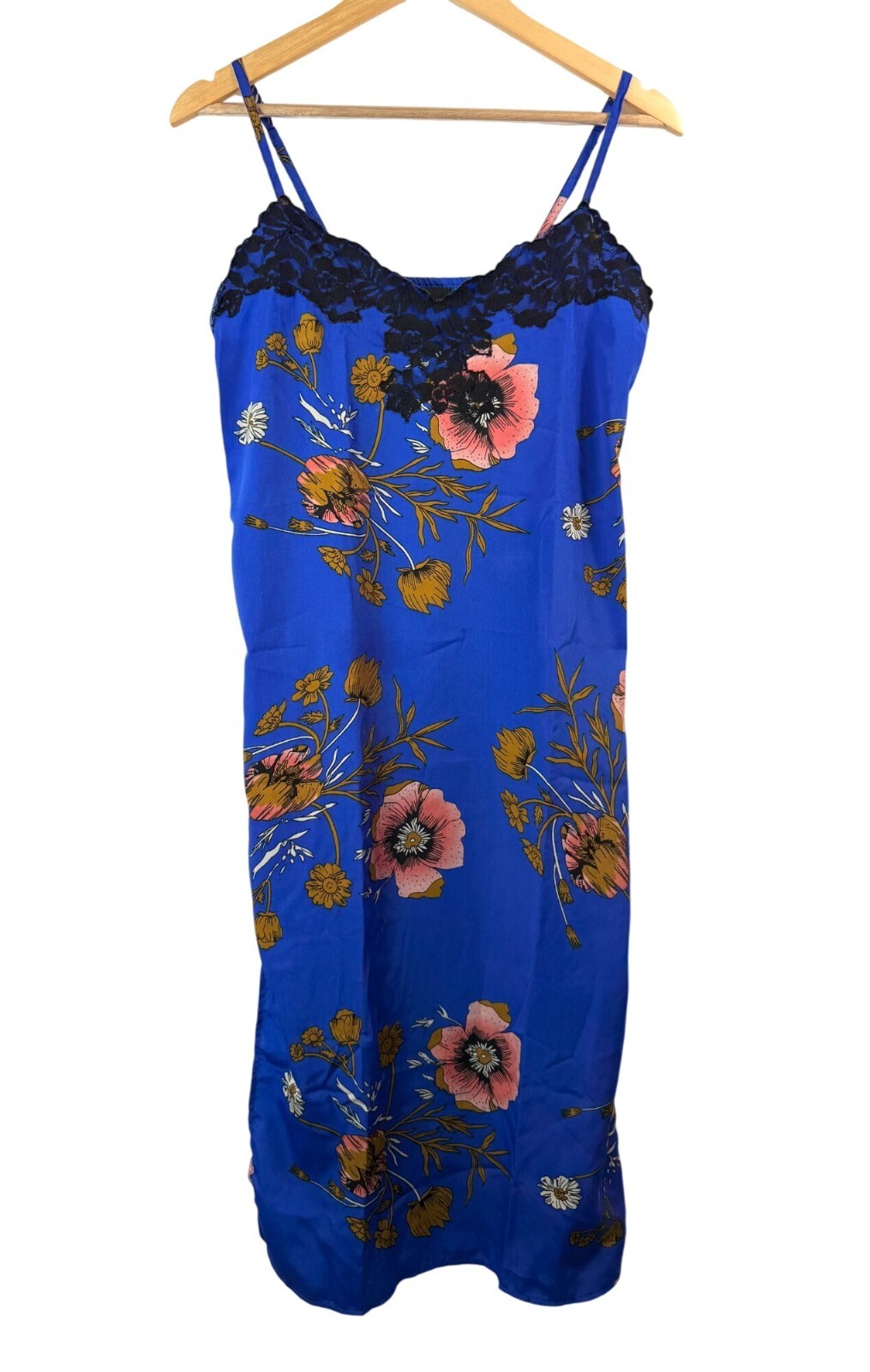 VTG Wet Seal Floral Slip Dress 90s Y2K whimsical Lace Detail midi dress sz M
