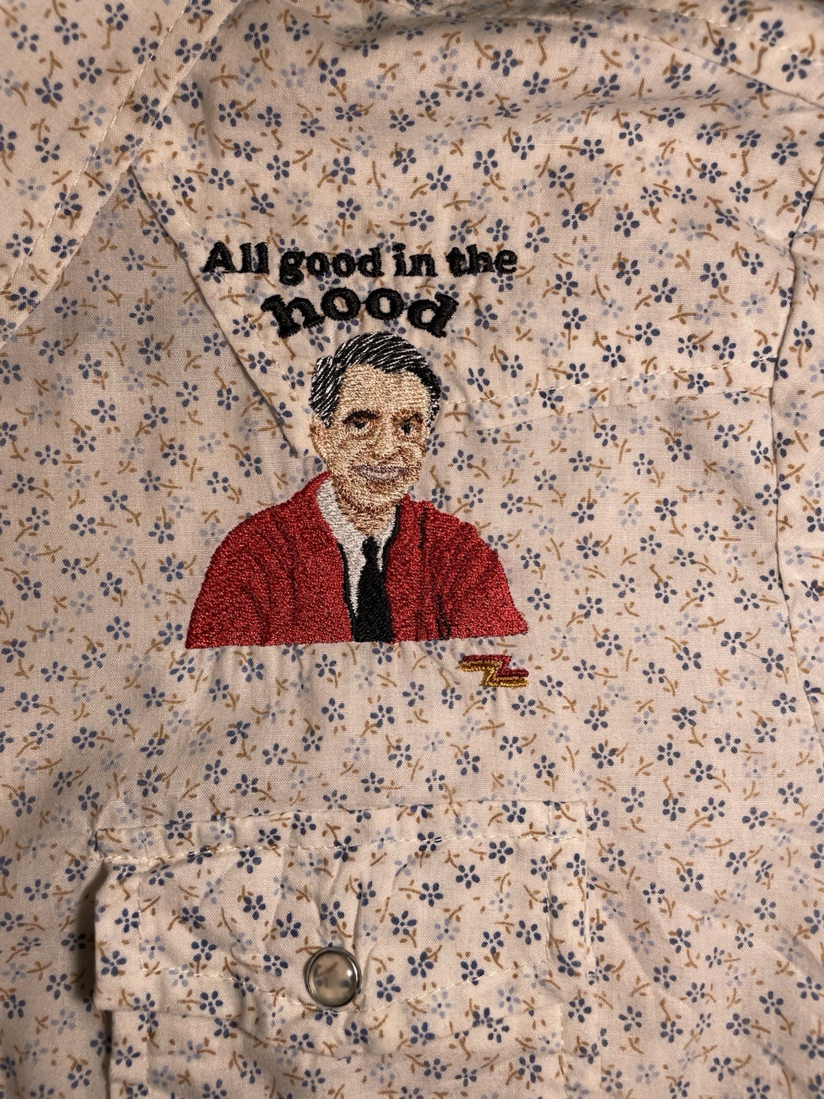 RARE VTG Mr. Rogers Neighborhood Triple Z Threadz Cowgirl Floral Blouse W LG