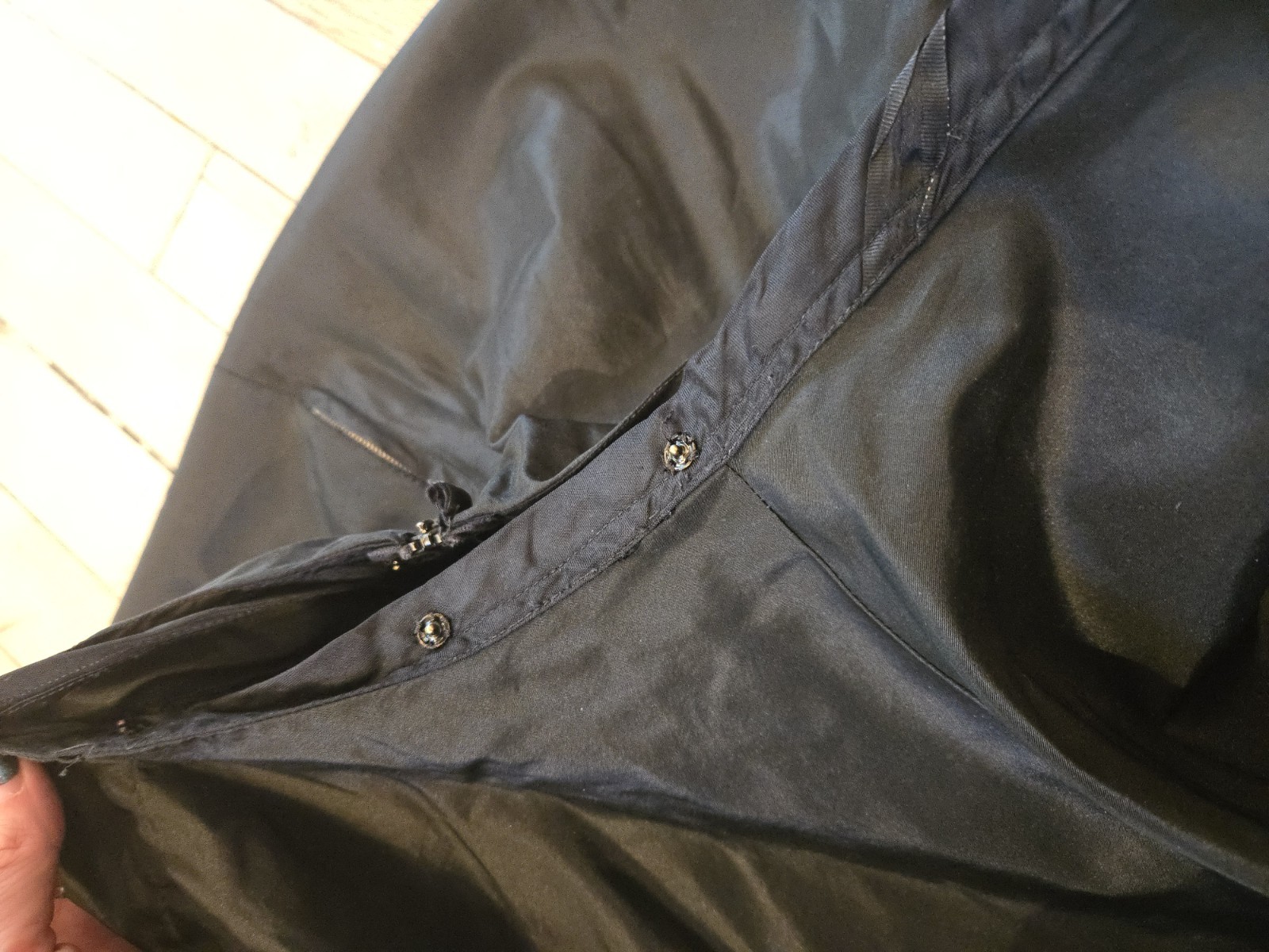 VTG 1930s Black Silk Tafetta Circle Skirt Talon Bell Zip Vamp Goth Witch