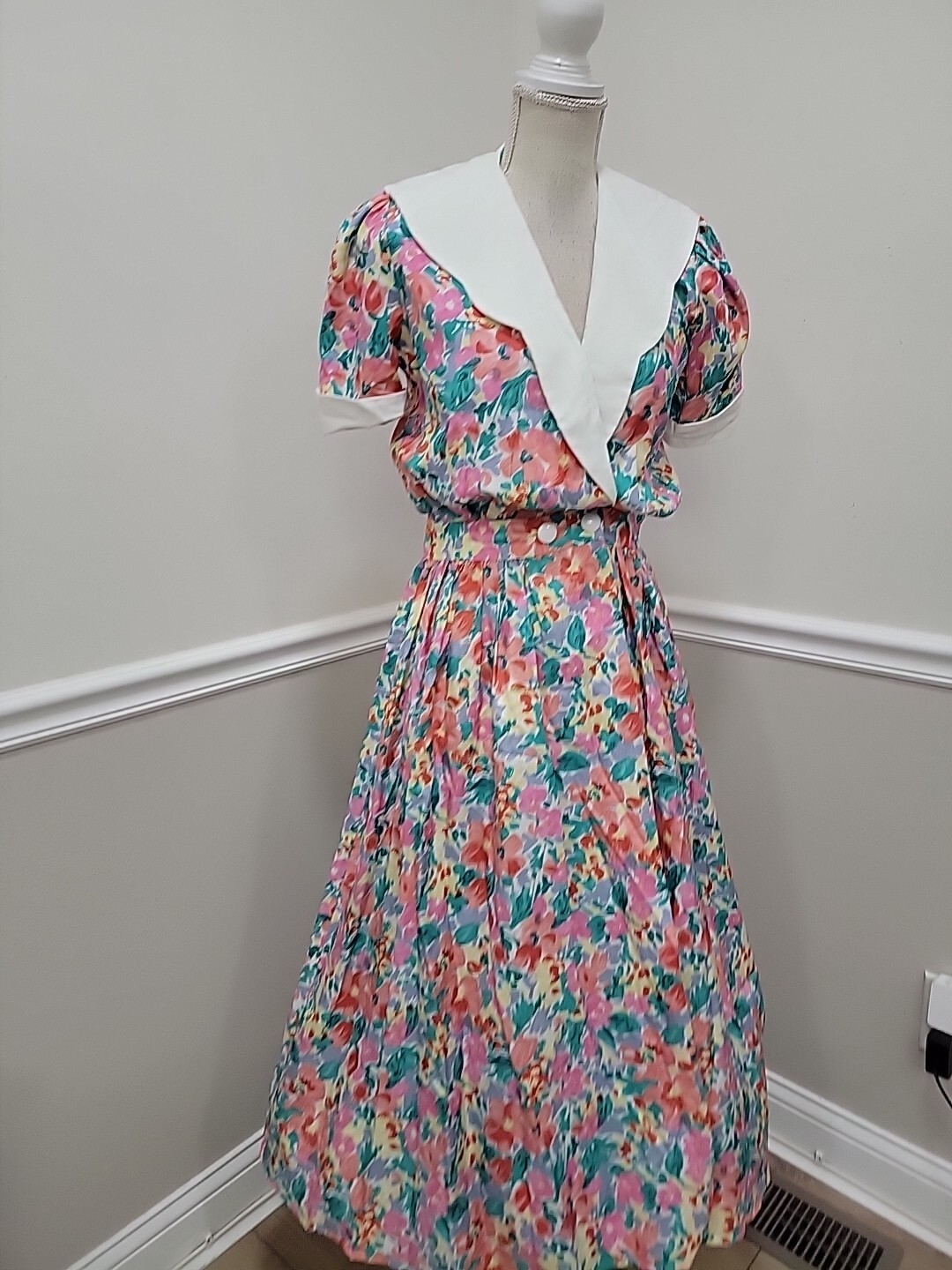 Vintage’80s Tea Garden Floral Party Dress/Handmade