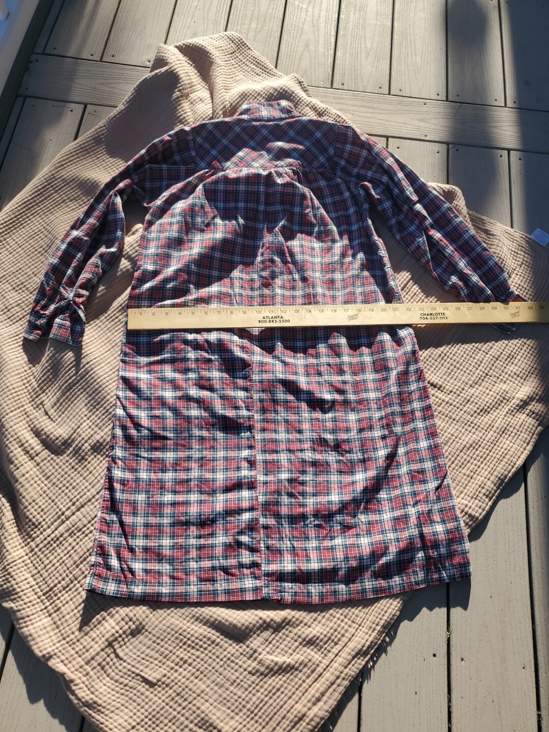 Aunt Abigail’s Attic Plaid Cottagecore 70s Midi Shirt Plain Dress Long Sleeve
