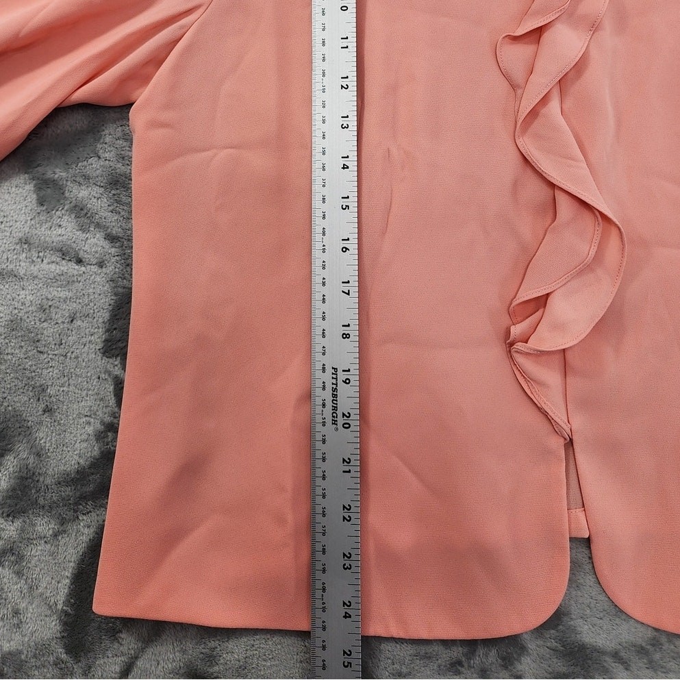 Vintage 90s Pendleton Top Womens 18 Orange Ruffled Long Sleeve Chiffon Office
