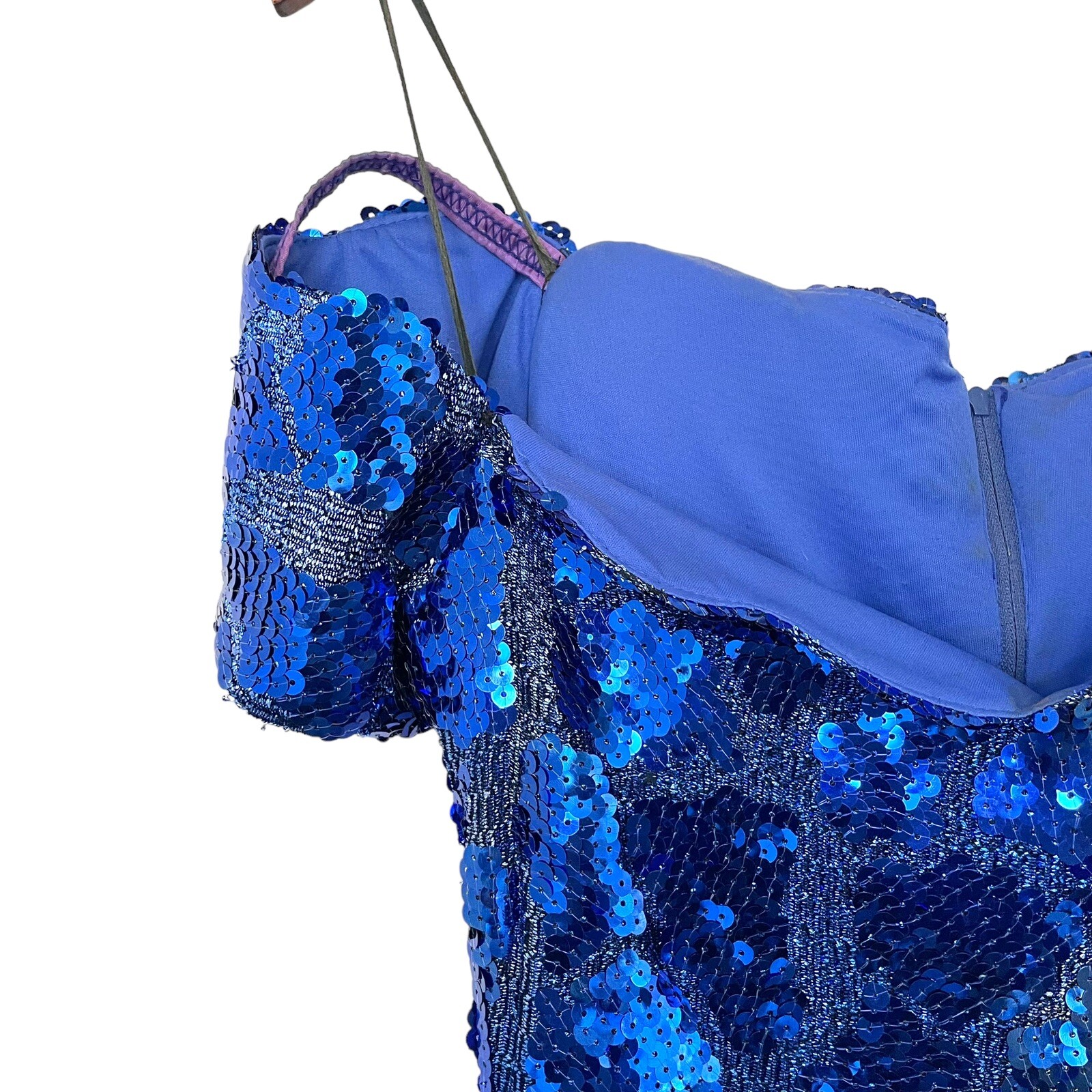Fashion 1001 Nights vintage sequin dress y2k prom gown maxi blue size 5/6