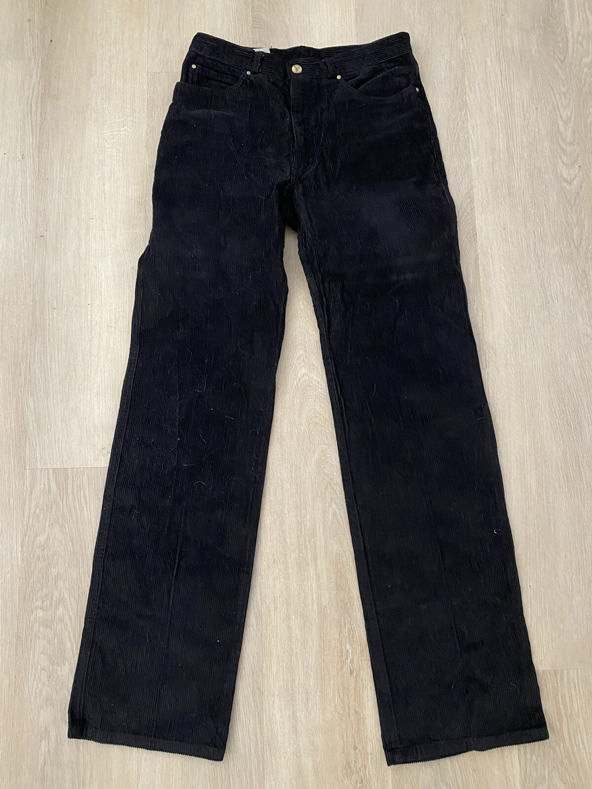 Vintage 1970s Zeppelin Straight Leg Corduroy Black Pants Fits 32×35 1/2