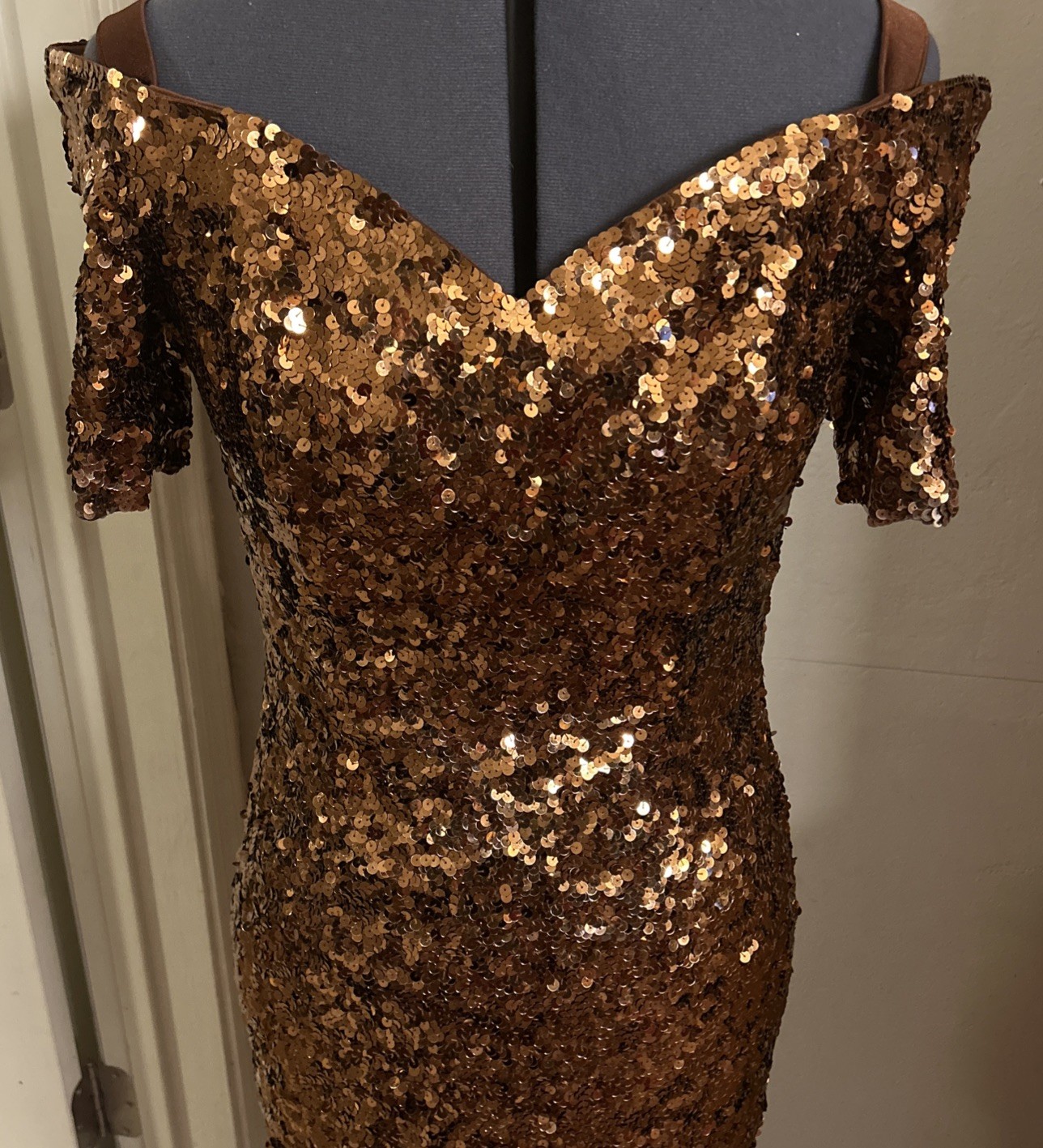 Vintage Modi for Neiman Marcus Sequined Mini Brown Dress Women’s Small