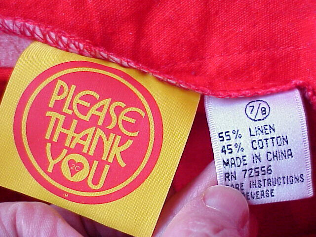 VTG 80s PLEASE THANK YOU brand Red 25″x27 High Waist Pleated Slacks Pants LINEN