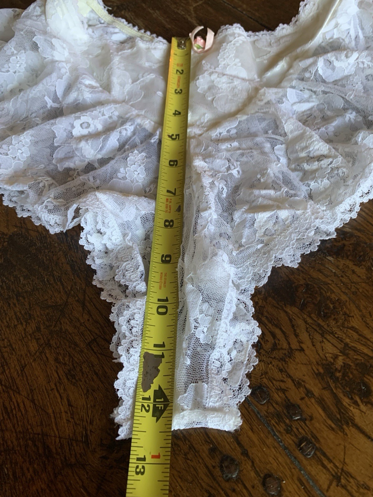Vintage Emil Bole Corset Panties White Lace Rose Lingerie Lace Up Size Large