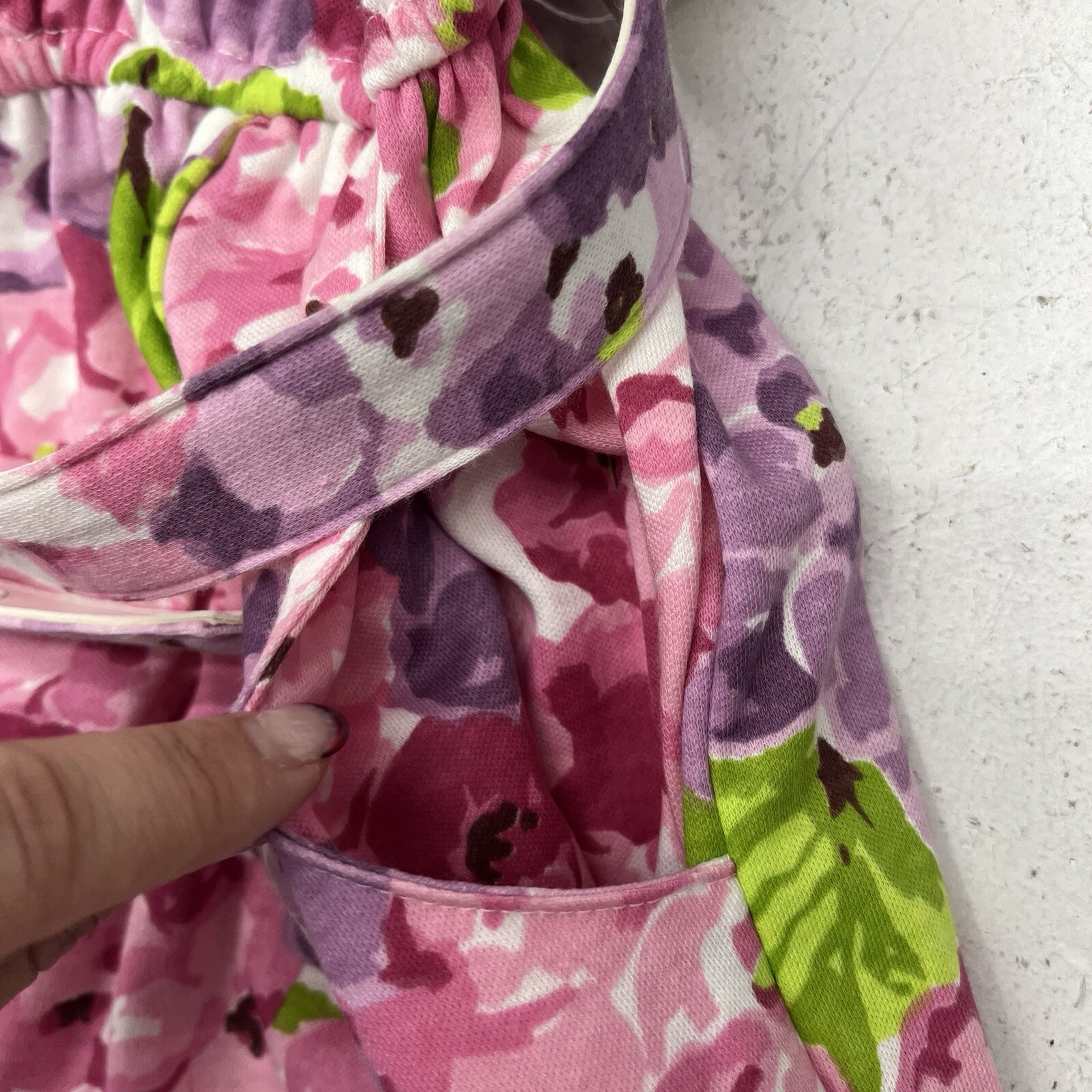 Vintage 80s 90s Carol Anderson Pink Purple Floral Dress With Belt Women’s Size 6