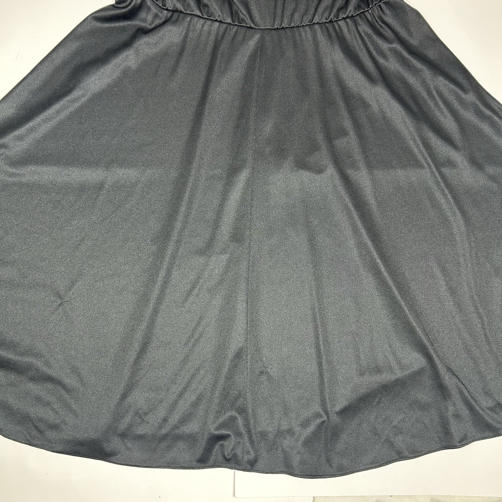 Vtg 89s Alison Peters Black Faux Wrap Midi Dress Cap Sleeve Pleated Belt Sz 10 ?