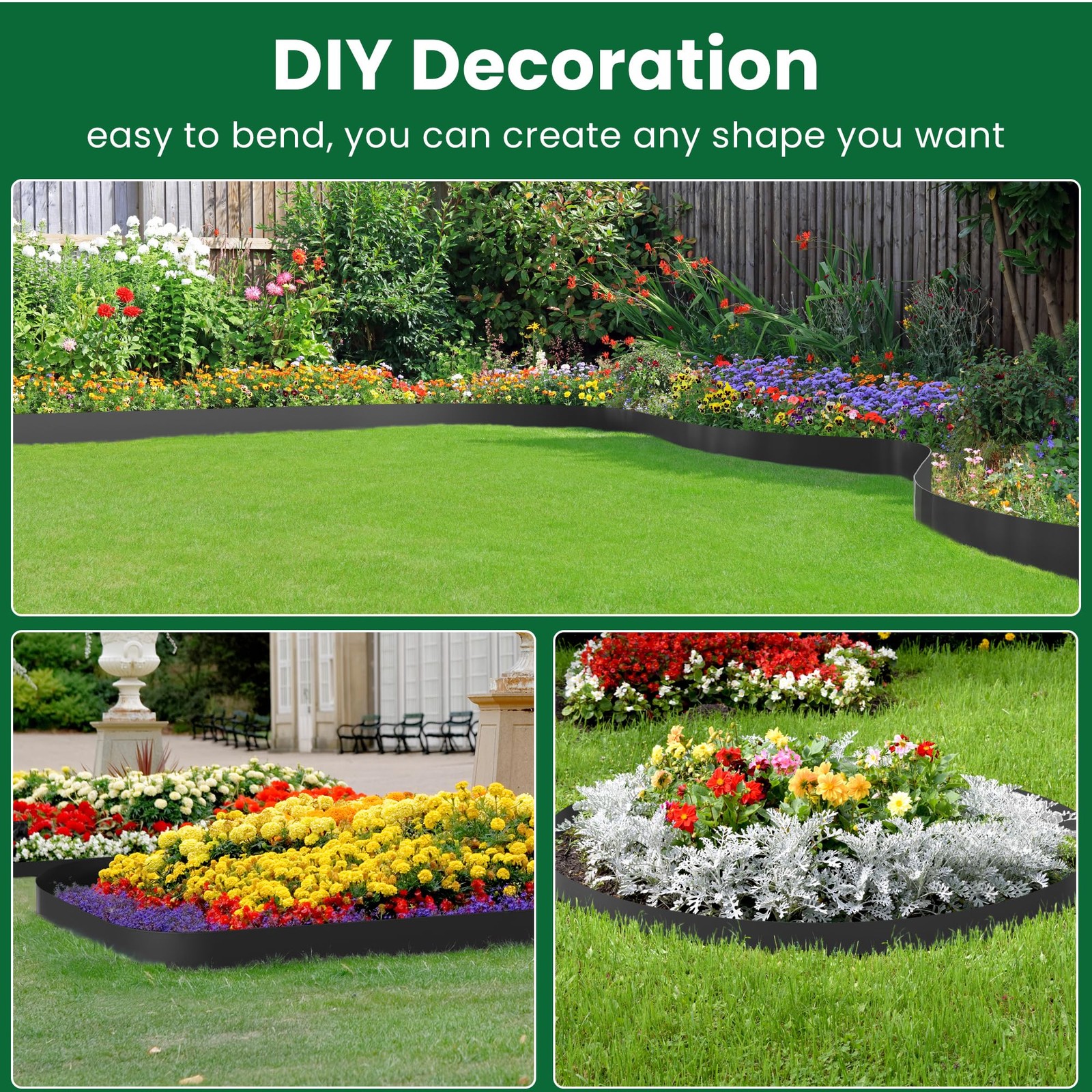 Landscape Edging 33ft 4in Tall, Garden & Lawn Edging with Scissors & 30 Spikes