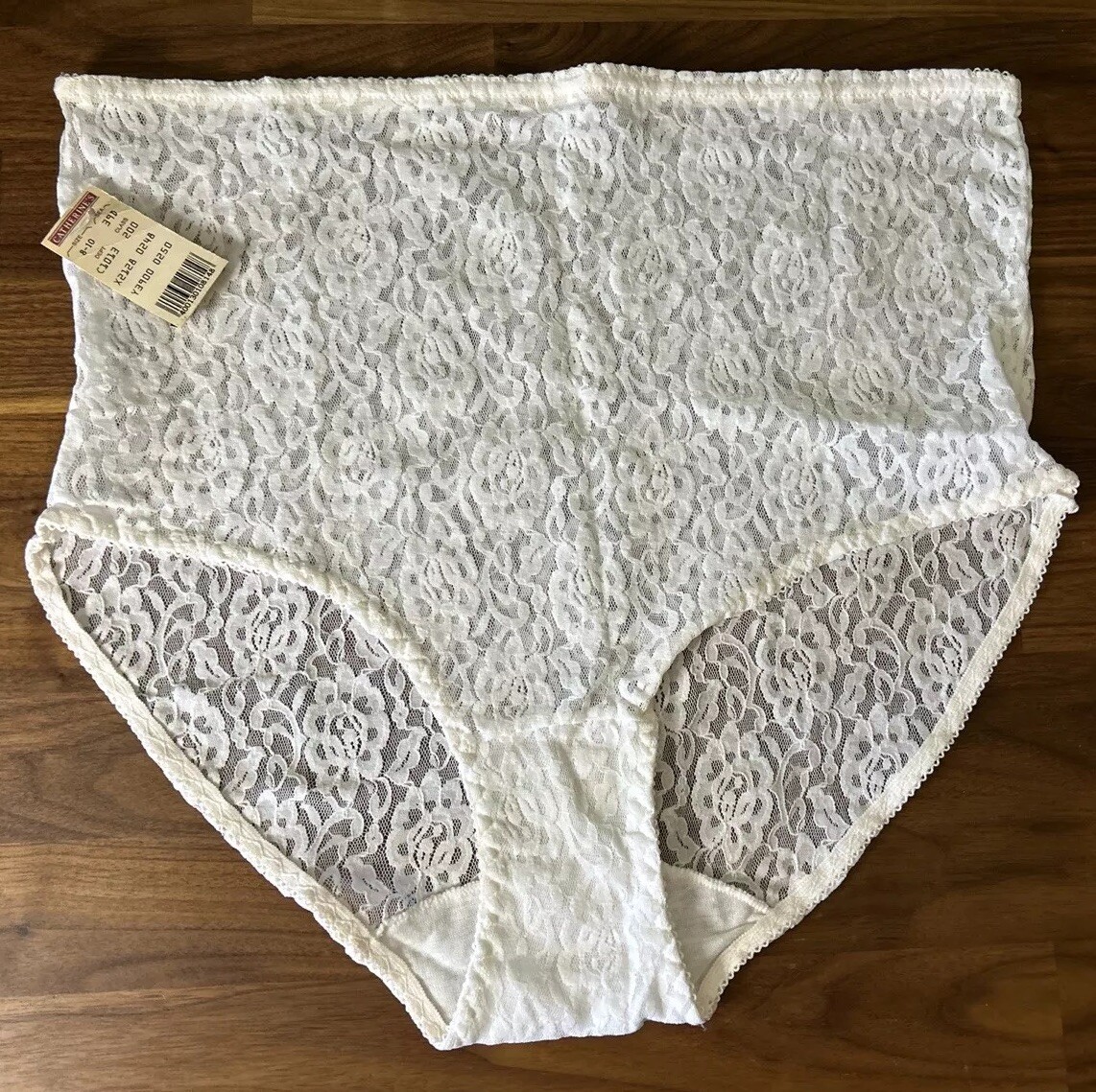 Vtg Catherines Naturelle Nylon All Lace Panties 8/10 40-46” Hip White Full Brief