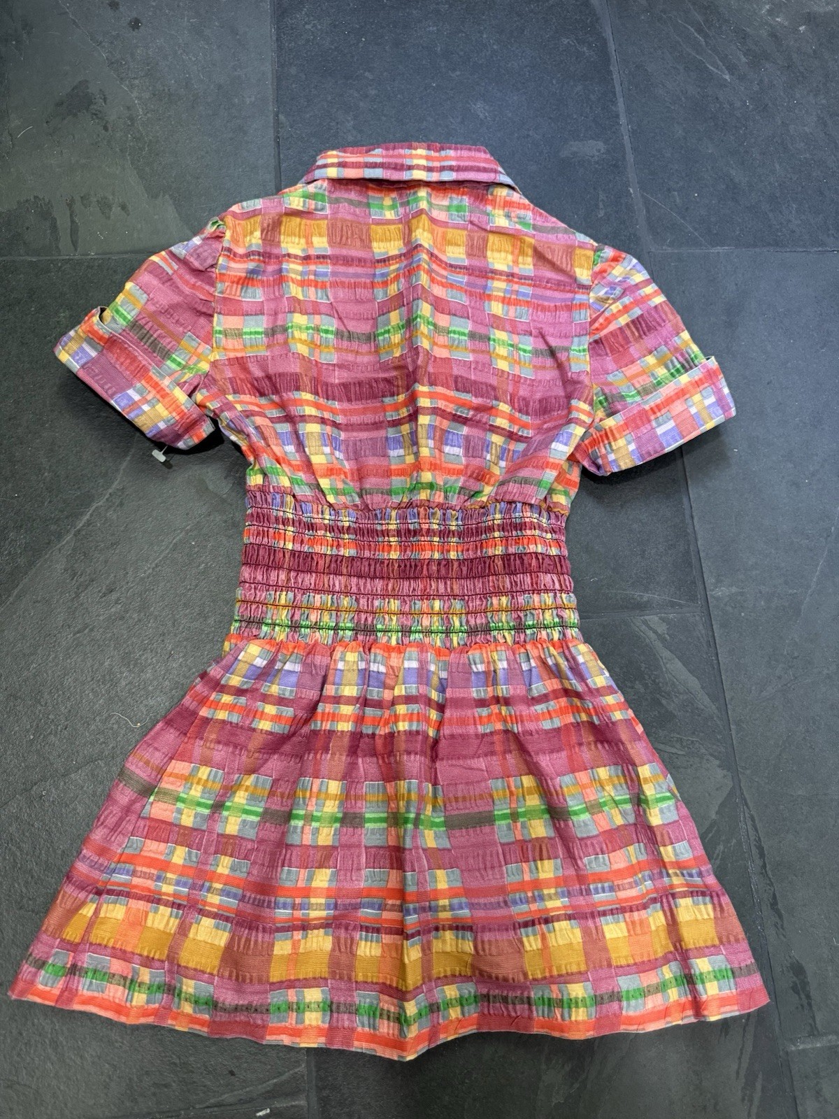 RARE Vintage 1970s Two Piece Set Bell Bottom And Top Bright Colorful Plaid SZ XS