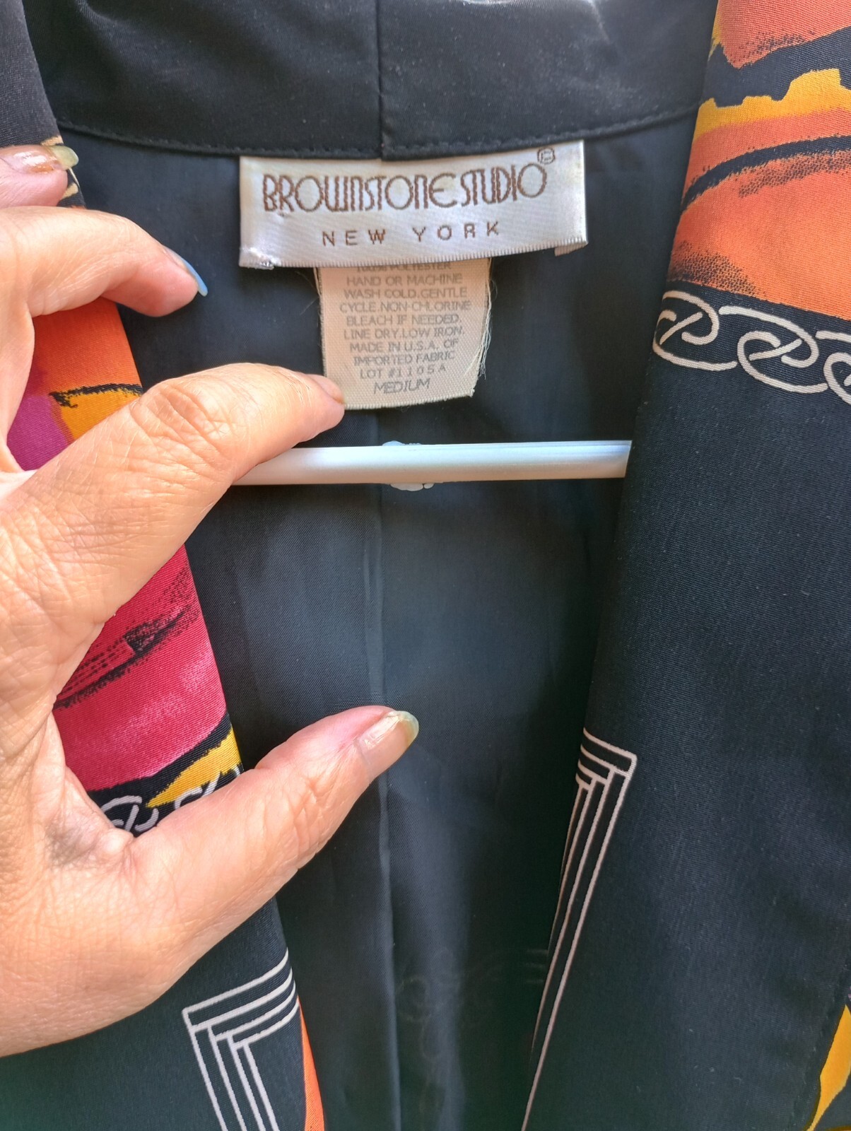 Vintage Brownstone Studio Blazer Jacket Multicolor Abstract Pattern 80s Medium