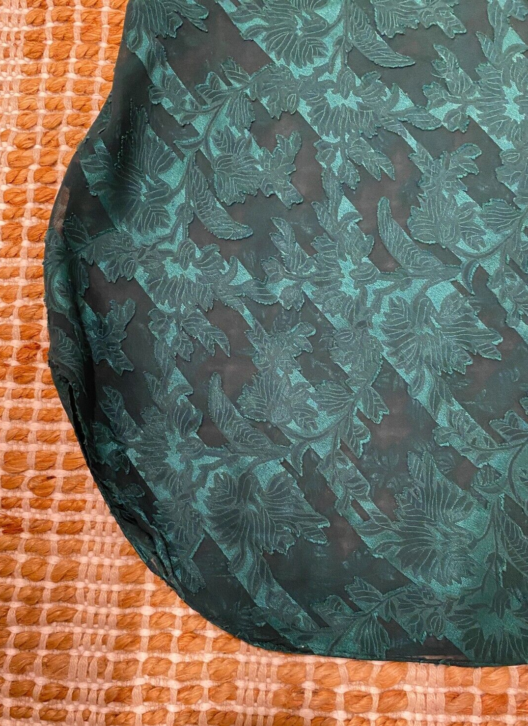 Vintage Inner Most Green Lingerie Dress with Floral Pattern, Size Small