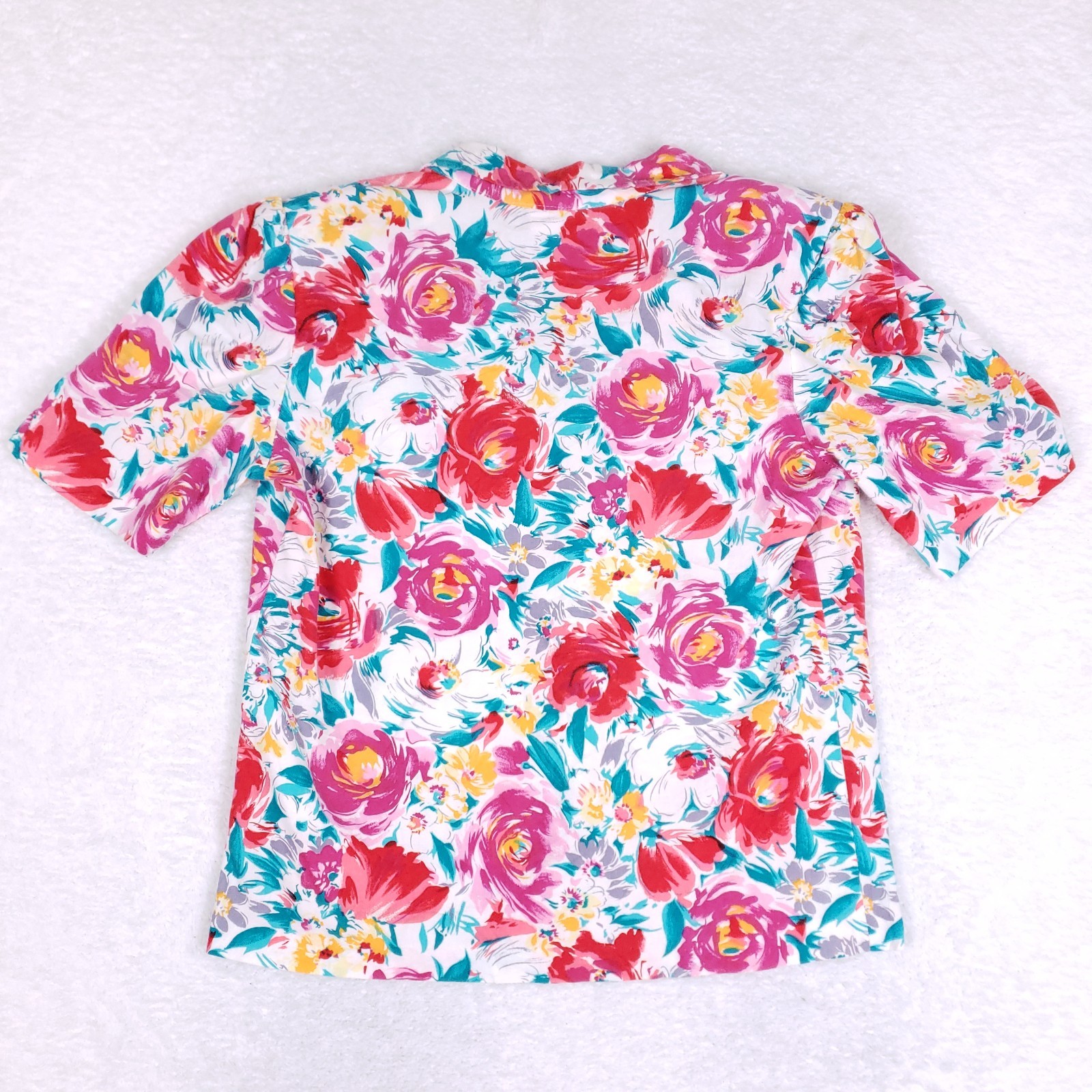 Vintage 90s Walnut Square Floral Shirt Size 8 Bold Print Boho Grandmacore USA