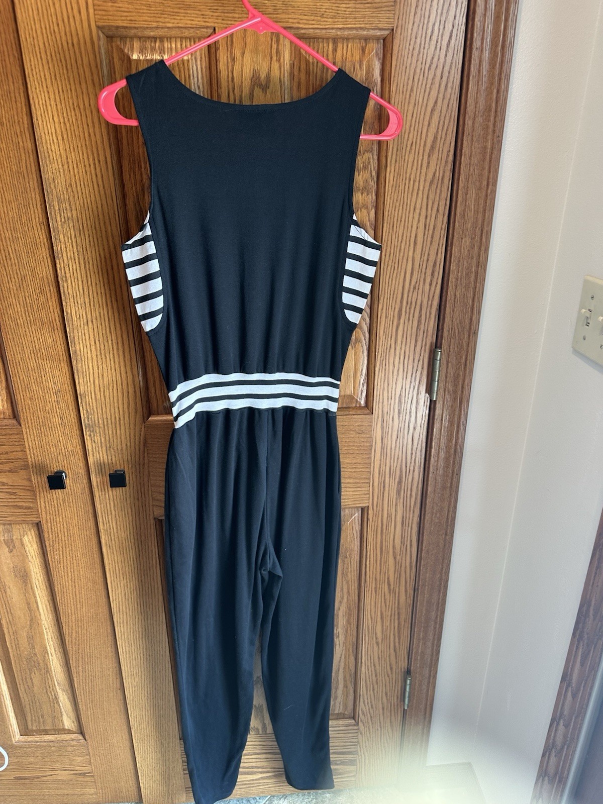 Vintage Spice Of Life Jumper Jumpsuit Romper Sz Medium Black White Balloon Pants