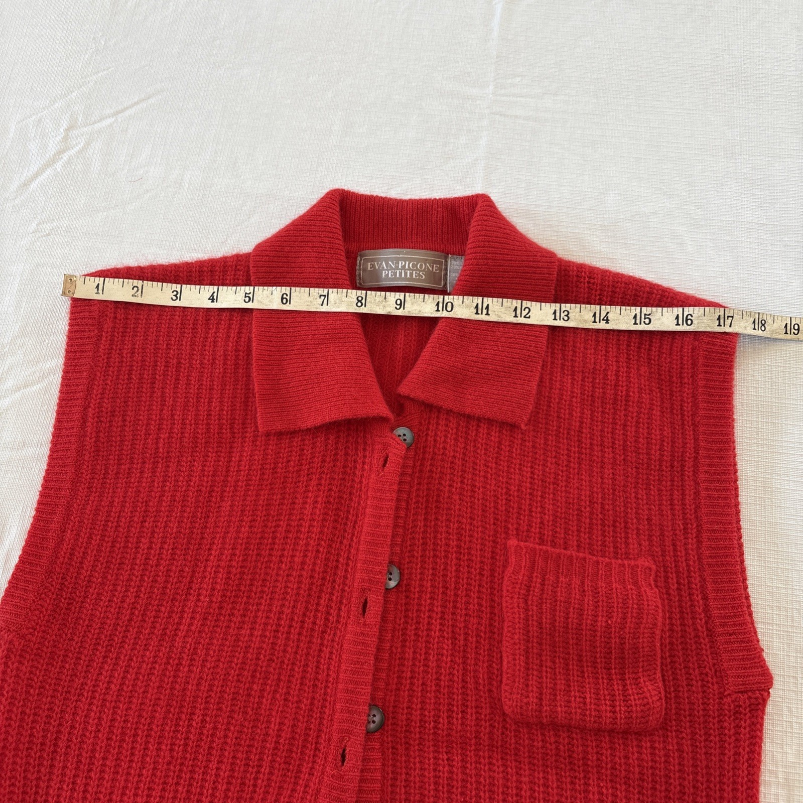 Evan Picone Red Women’s Sweater Vest Wool/Angora Rabbit Hair/nylon VTG Petite S