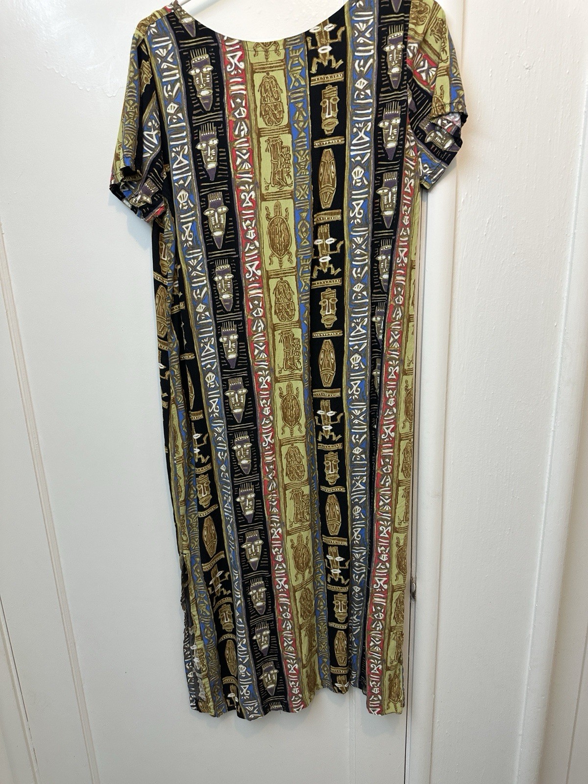 Vintage Reyn Spooner Rayon Dress Tiki Hawaiian Midi Sz M