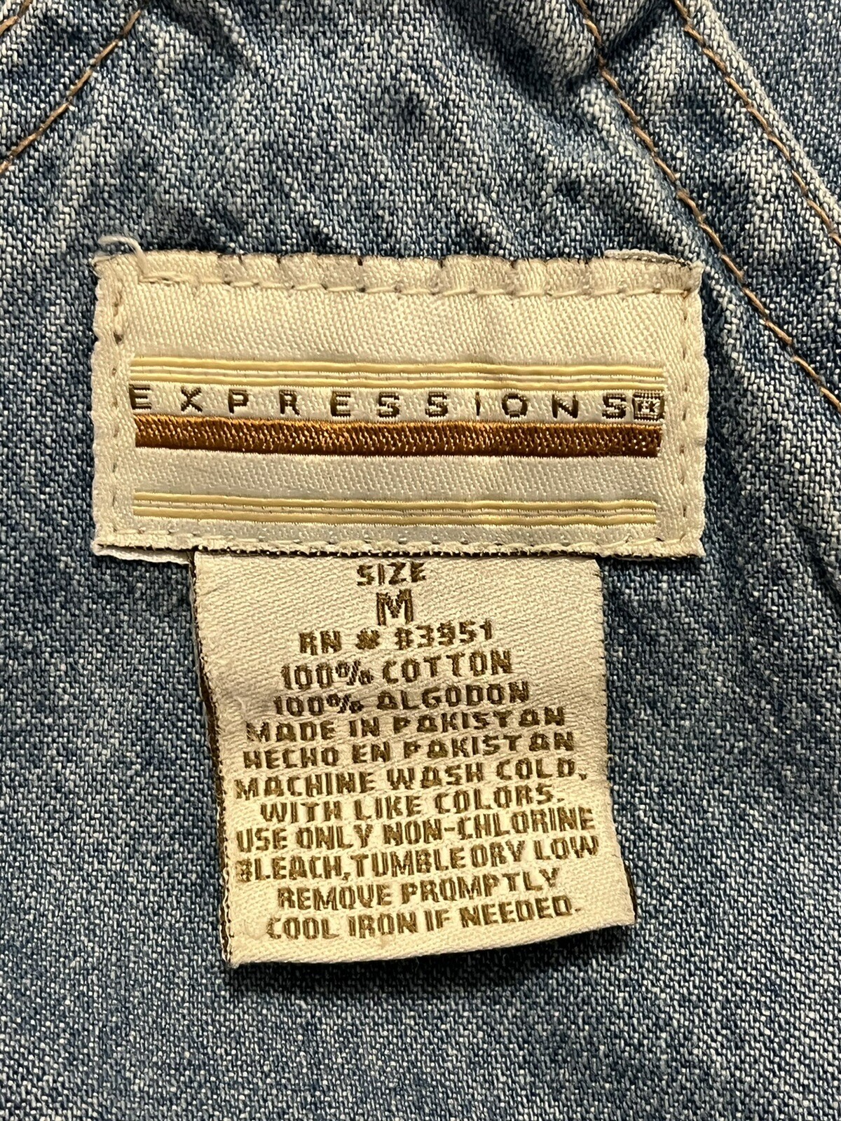 Vintage 90’s Expressions Blue Denim Overall Midi Dress Wm Md Pockets