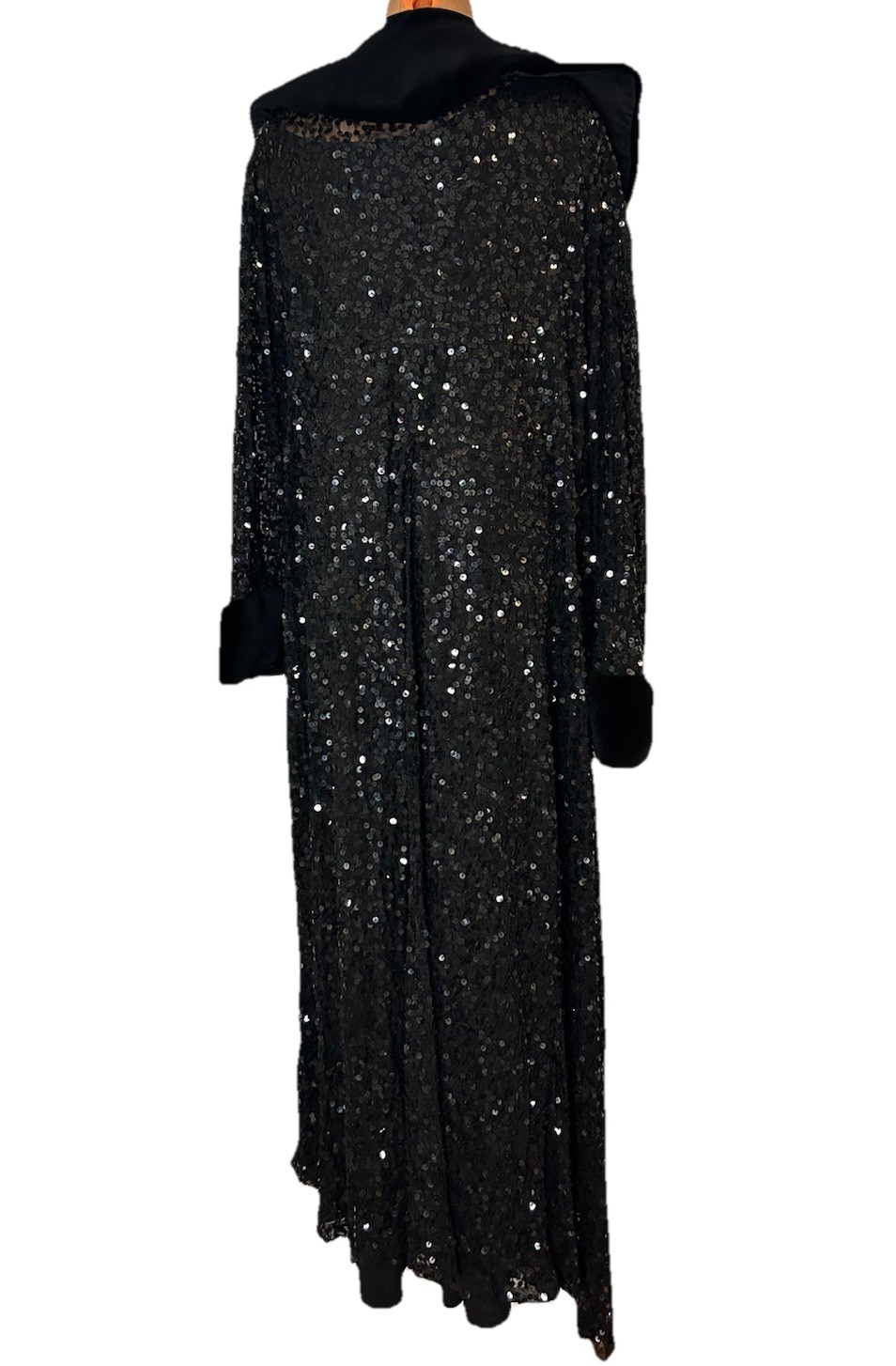 Vtg Y2K Marina Bresler Long Maxi Dress Black Sequin Evening Duster Coat XXXXL